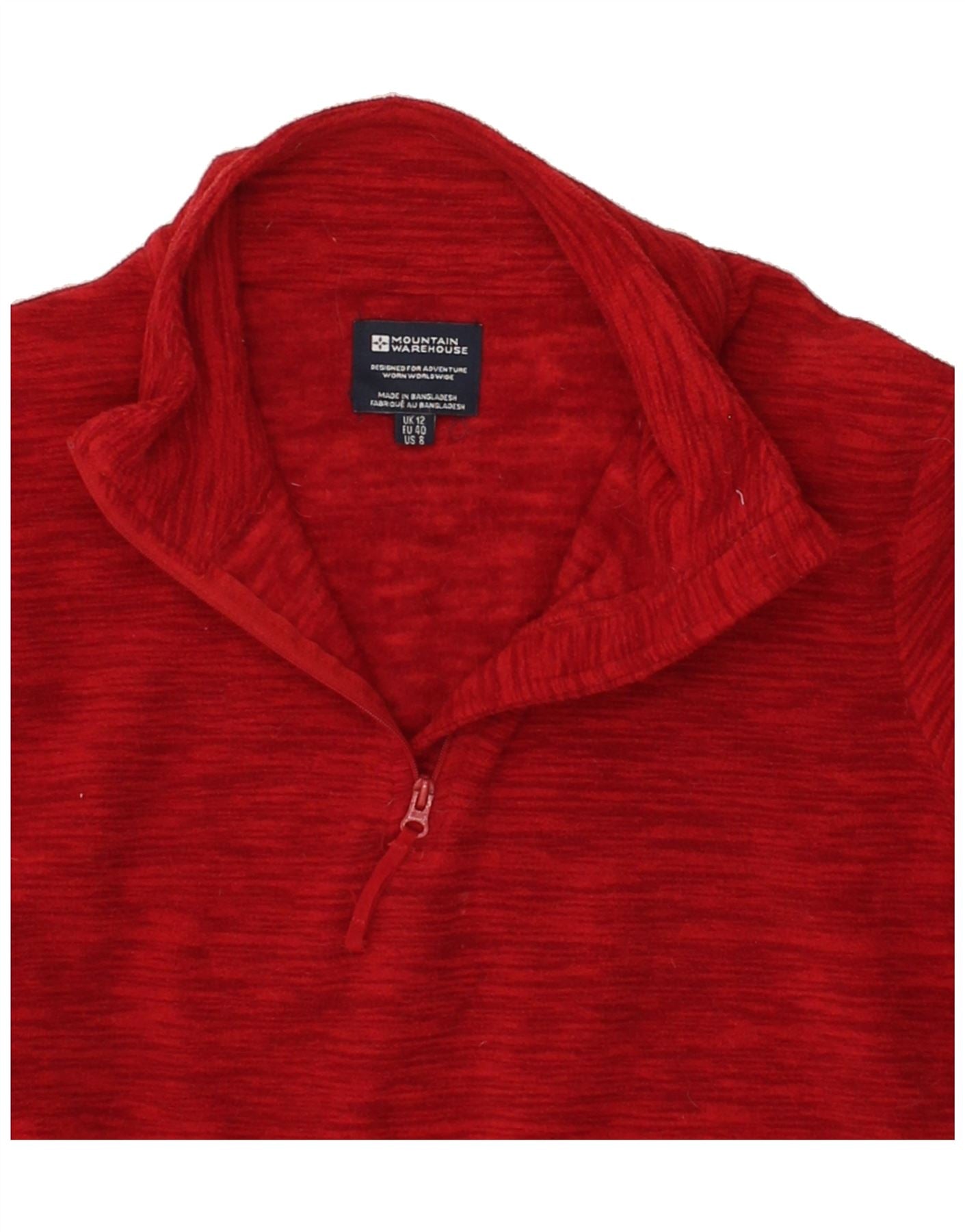MOUNTAIN WAREHOUSE Womens Zip Neck Fleece Jumper UK 12 Medium Red Vintage Mountain Warehouse and Second-Hand Mountain Warehouse from Messina Hembry
