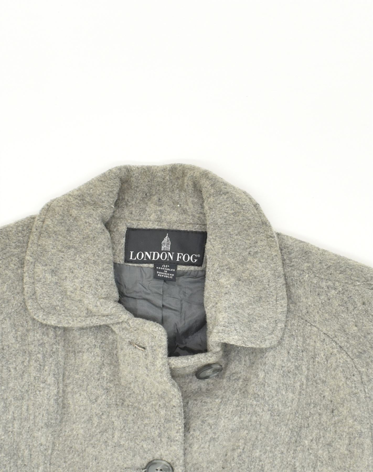 LONDON FOG Womens Overcoat US 4 Small Grey Wool | Vintage London Fog | Thrift | Second-Hand London Fog | Used Clothing | Messina Hembry