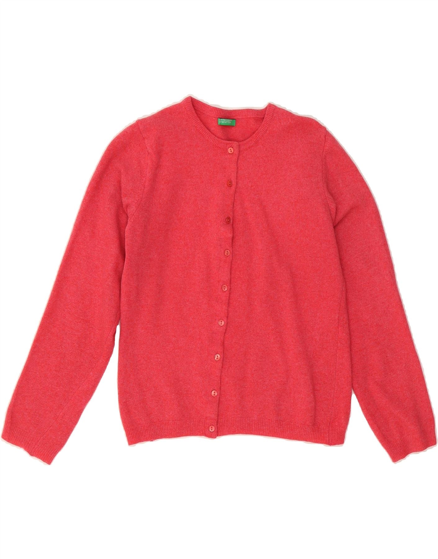 BENETTON Womens Cardigan Sweater UK 12 Medium Red Wool Vintage Benetton and Second-Hand Benetton from Messina Hembry