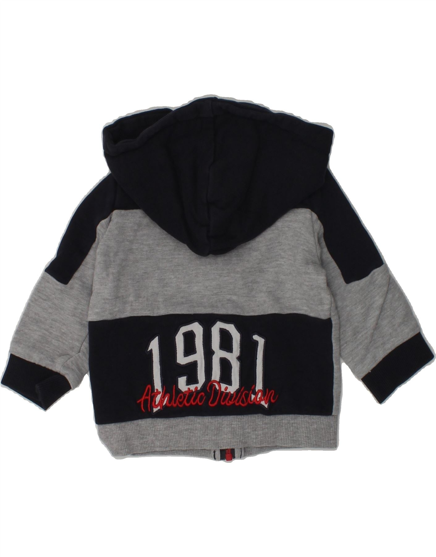 GUESS Baby Boys Graphic Zip Hoodie Sweater 6-9 Months Grey Colourblock | Vintage Guess | Thrift | Second-Hand Guess | Used Clothing | Messina Hembry