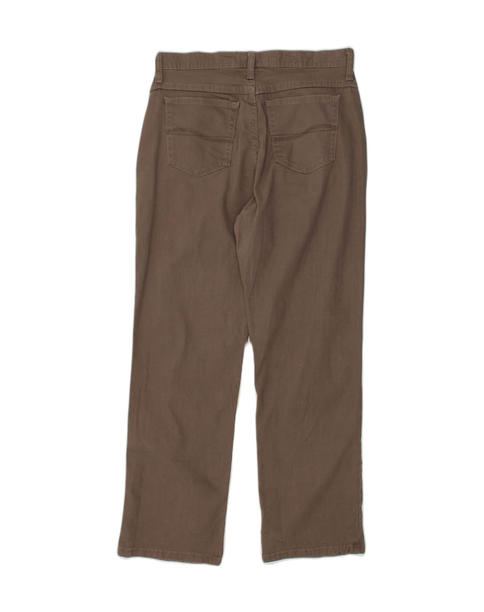 LEE Womens Short Straight Casual Trousers US 10 Large W30 L28 Brown Cotton, Vintage & Second-Hand Clothing Online