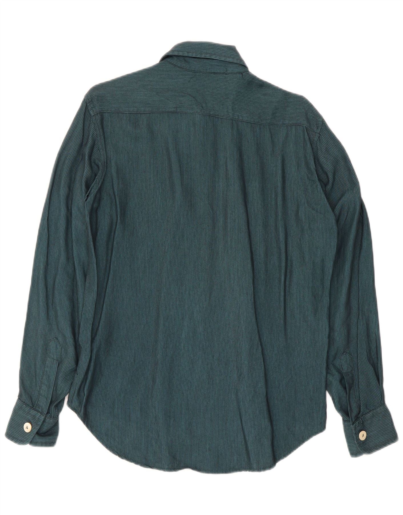 REPLAY Mens Shirt Large Green Pinstripe Viscose Vintage Replay and Second-Hand Replay from Messina Hembry