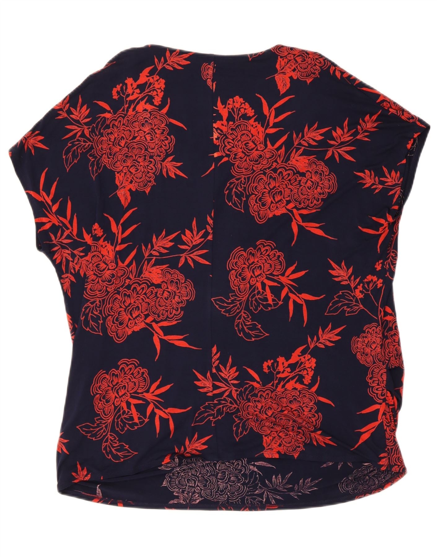 MARKS & SPENCER Womens Blouse Top UK 20 2XL Navy Blue Floral Viscose Vintage Marks & Spencer and Second-Hand Marks & Spencer from Messina Hembry
