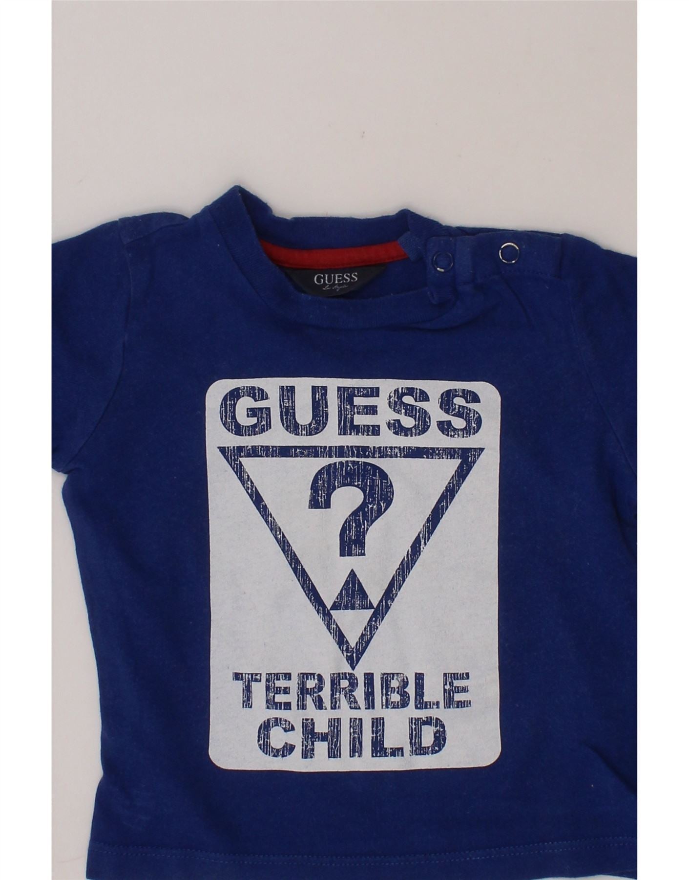 GUESS Baby Boys Graphic T-Shirt Top 6-9 Months Navy Blue Cotton Vintage Guess and Second-Hand Guess from Messina Hembry