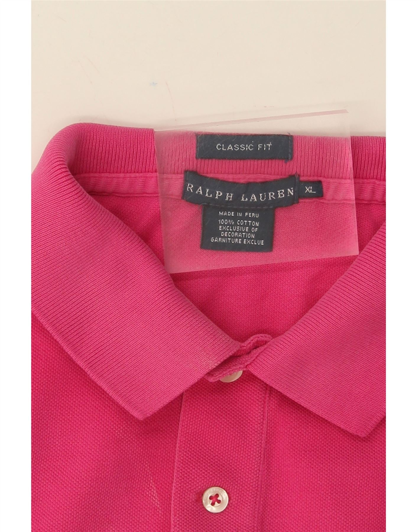 RALPH LAUREN Womens Classic Fit Polo Shirt UK 18 XL Pink Cotton Vintage Ralph Lauren and Second-Hand Ralph Lauren from Messina Hembry
