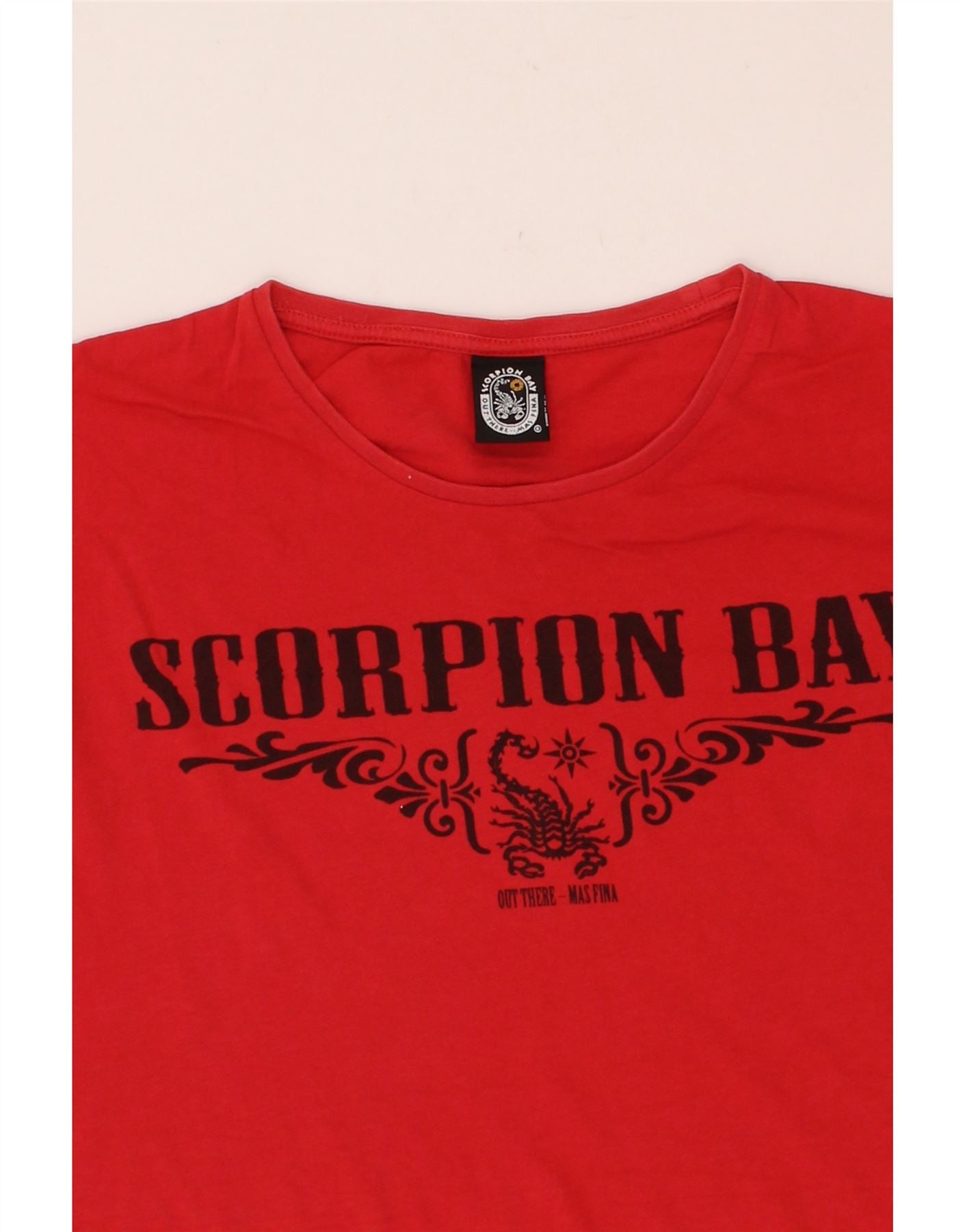 SCORPION BAY Mens Graphic T-Shirt Top Large Red Cotton Vintage Scorpion Bay and Second-Hand Scorpion Bay from Messina Hembry