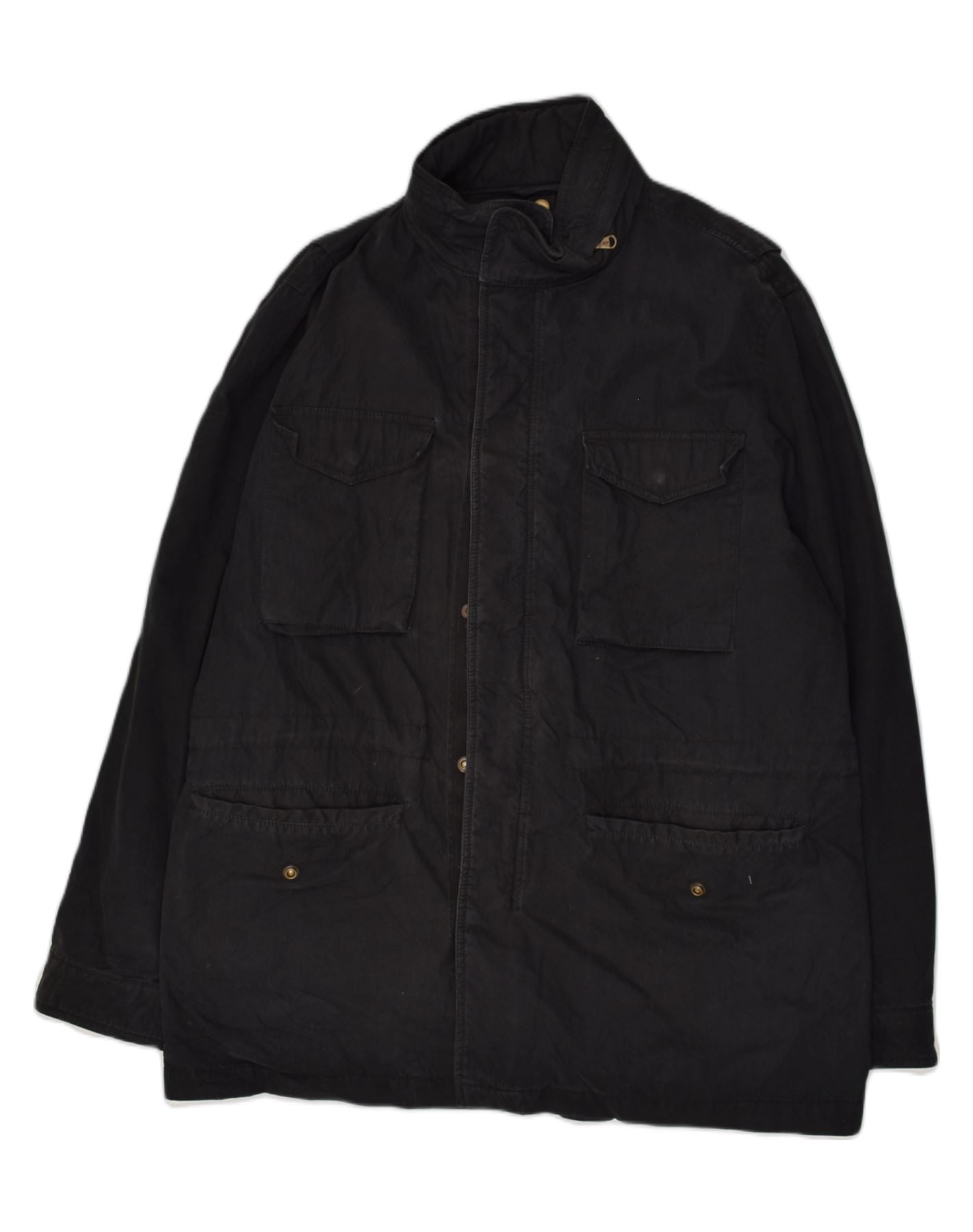 MARINA YACHTING Mens Utility Jacket UK 38 Medium Black Cotton | Vintage Marina Yachting | Thrift | Second-Hand Marina Yachting | Used Clothing | Messina Hembry