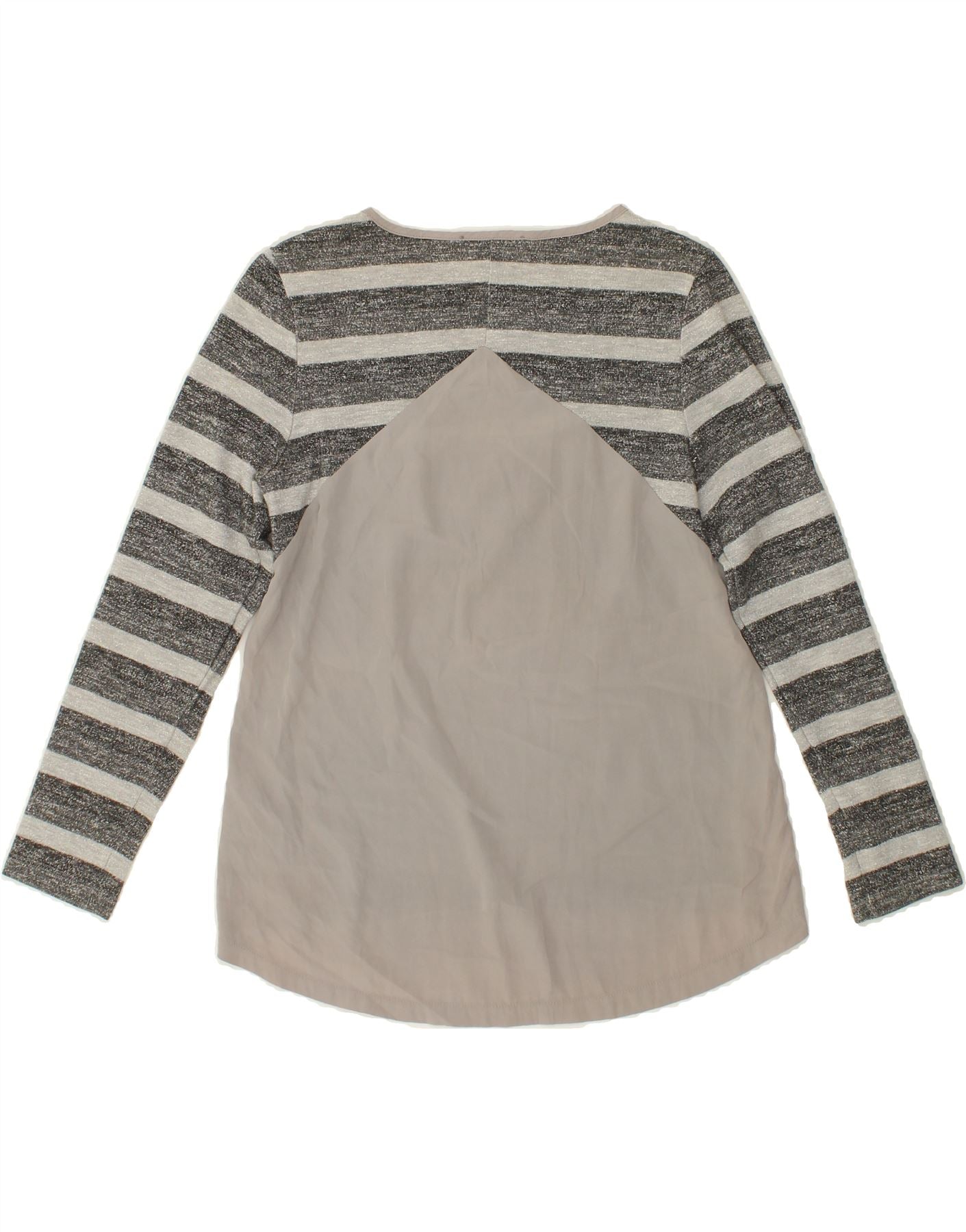 OASIS Womens Top Long Sleeve UK 12 Medium Grey Striped Cotton Vintage Oasis and Second-Hand Oasis from Messina Hembry