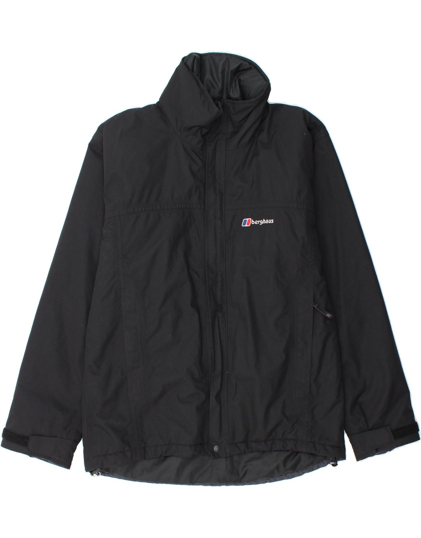 BERGHAUS Mens Windbreaker Jacket Medium Black Nylon Vintage Berghaus and Second-Hand Berghaus from Messina Hembry