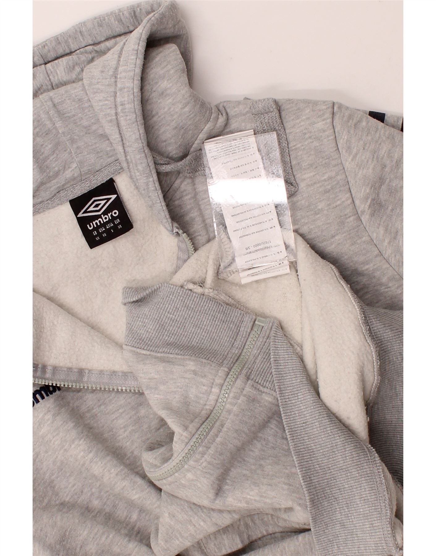 UMBRO Mens Graphic Zip Hoodie Sweater XS Grey Cotton Vintage Umbro and Second-Hand Umbro from Messina Hembry