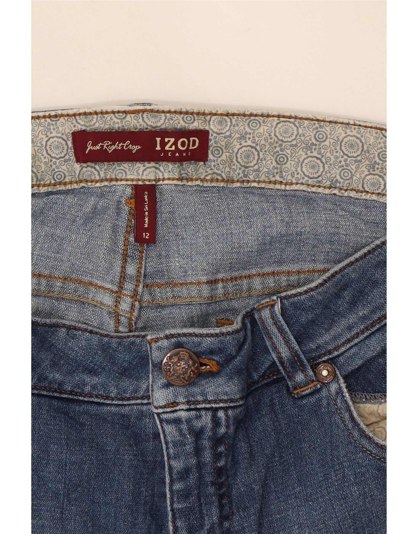 IZOD Womens Capri Jeans US 12 Large W32 L20 Blue Cotton Vintage Izod and Second-Hand Izod from Messina Hembry