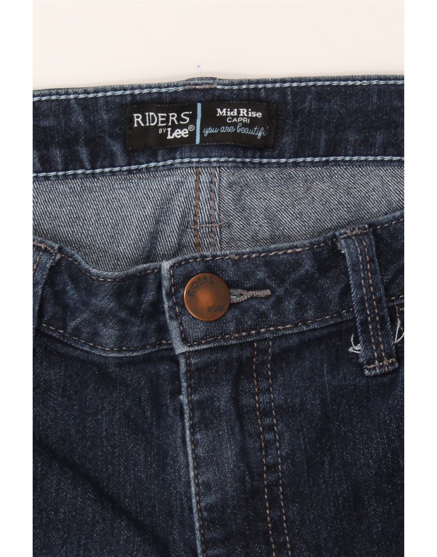 LEE Womens Riders Mid Rise Capri Jeans W30 L20 Navy Blue Vintage Lee and Second-Hand Lee from Messina Hembry