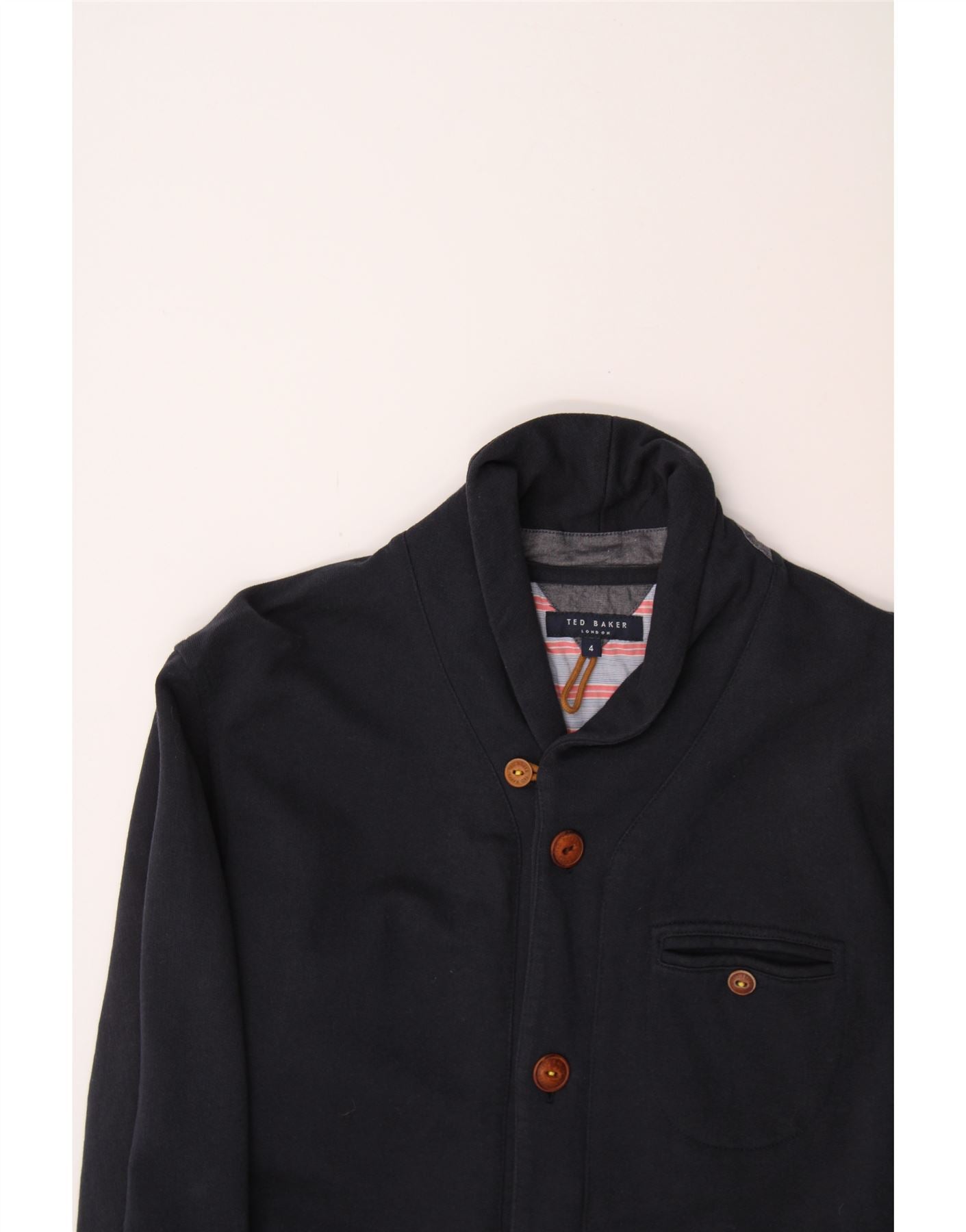 TED BAKER Mens Cardigan Sweater Size 4 Large Navy Blue Cotton Vintage Ted Baker and Second-Hand Ted Baker from Messina Hembry