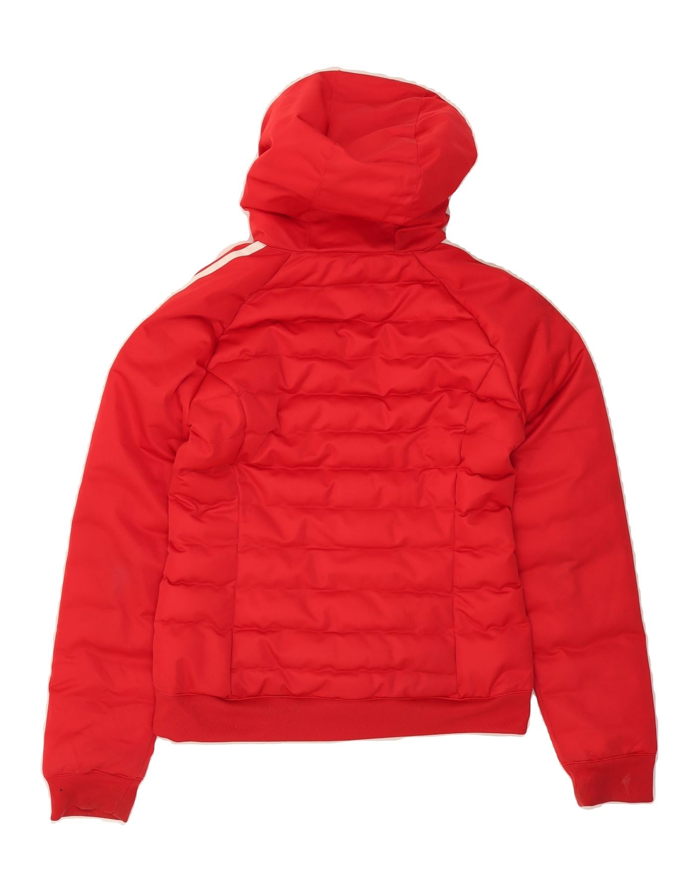 ADIDAS Womens Hooded Bomber Padded Jacket UK 8 Small Red Polyester Vintage Adidas and Second-Hand Adidas from Messina Hembry
