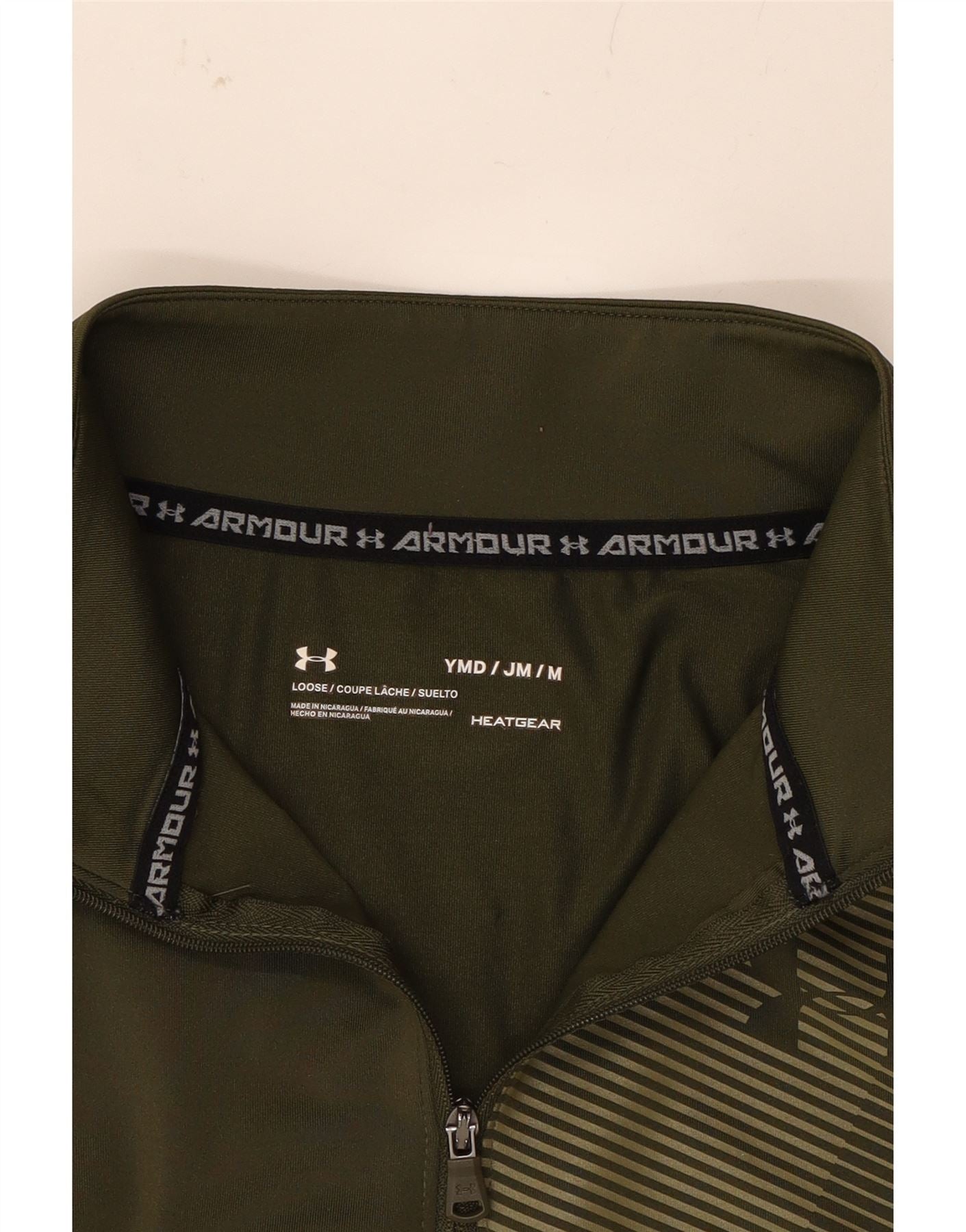 UNDER ARMOUR Boys Graphic Pullover Tracksuit Top 9-10 Years Medium Green Vintage Under Armour and Second-Hand Under Armour from Messina Hembry