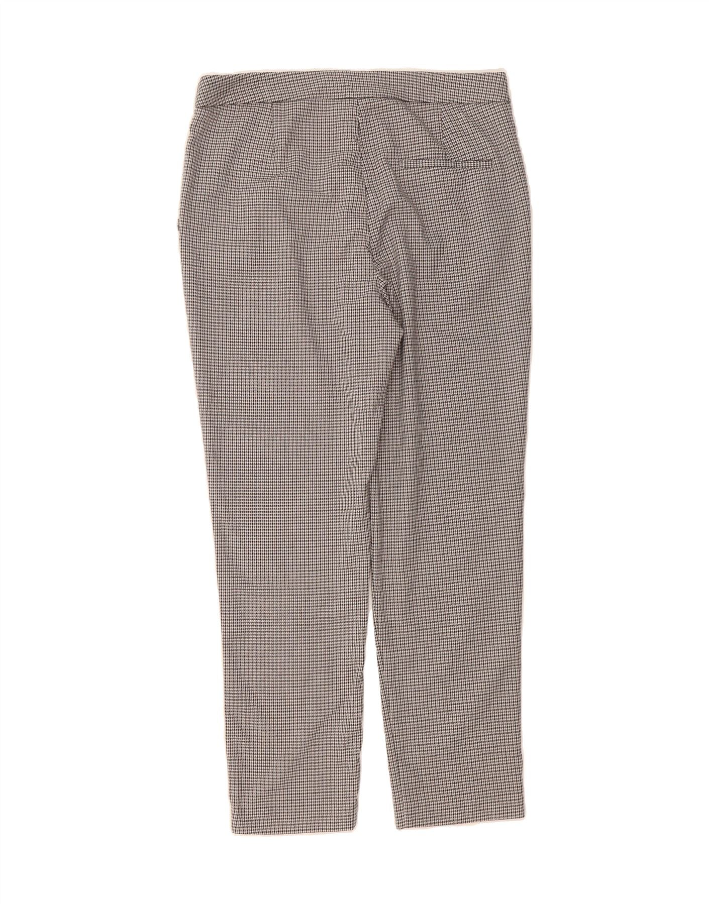 ZARA Womens Slim Cropped Trousers Large W30 L26 Grey Houndstooth Polyester Vintage Zara and Second-Hand Zara from Messina Hembry