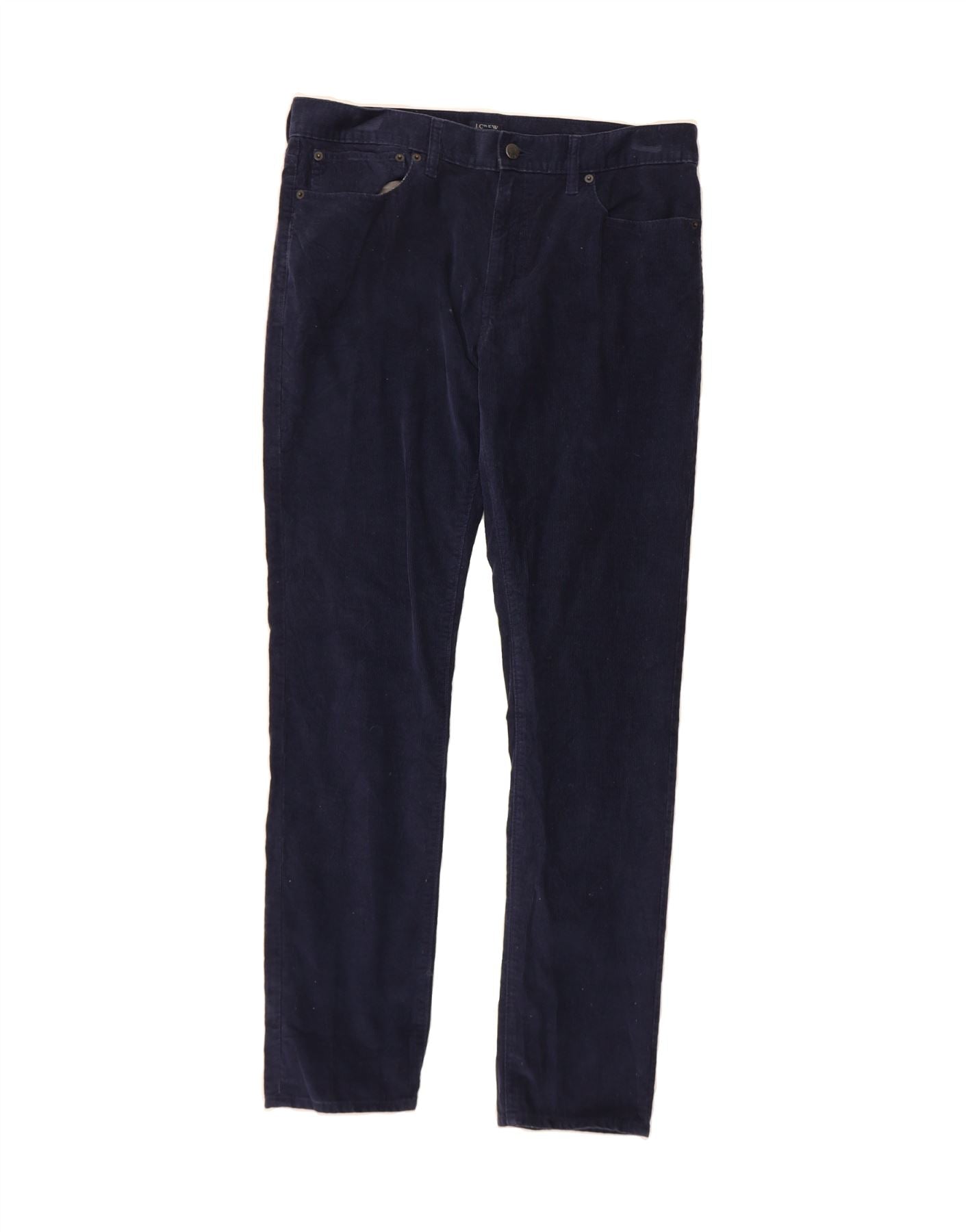 J. CREW Mens Flex Slim Corduroy Trousers W34 L34 Navy Blue Cotton Vintage J. Crew and Second-Hand J. Crew from Messina Hembry