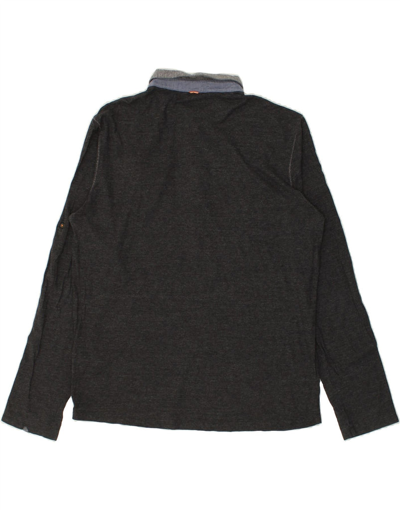 HUGO BOSS Mens Long Sleeve Polo Shirt Large Grey Cotton | Vintage Hugo Boss | Thrift | Second-Hand Hugo Boss | Used Clothing | Messina Hembry 
