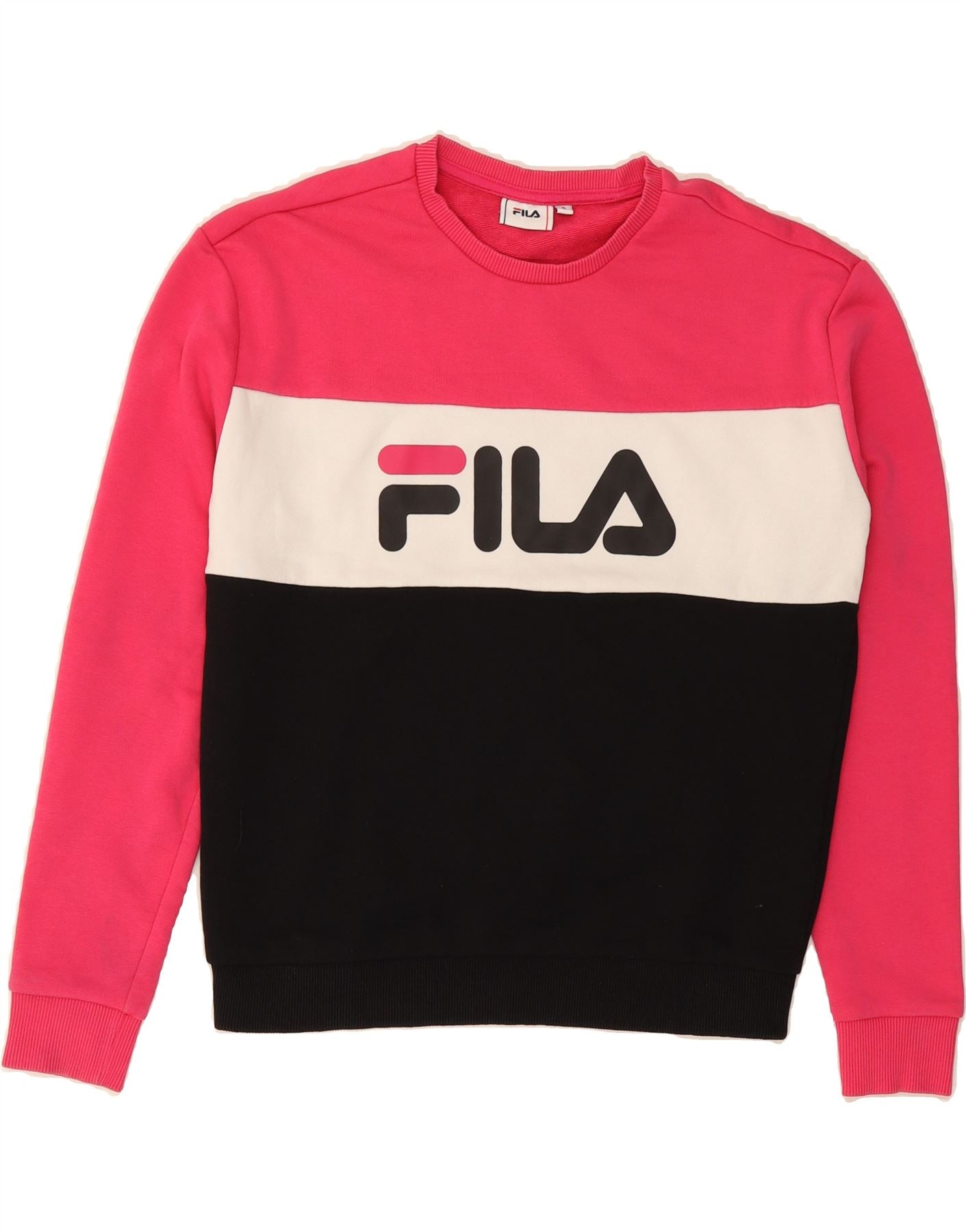 FILA Womens Sweatshirt Jumper UK 10 Small Multicoloured Colourblock Vintage Fila and Second-Hand Fila from Messina Hembry