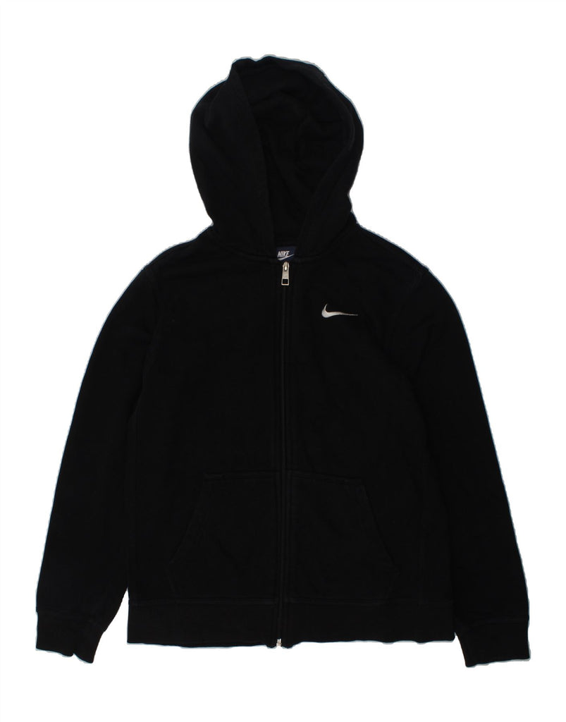 NIKE Boys Zip Hoodie Sweater 12-13 Years Large  Black Cotton | Vintage Nike | Thrift | Second-Hand Nike | Used Clothing | Messina Hembry 