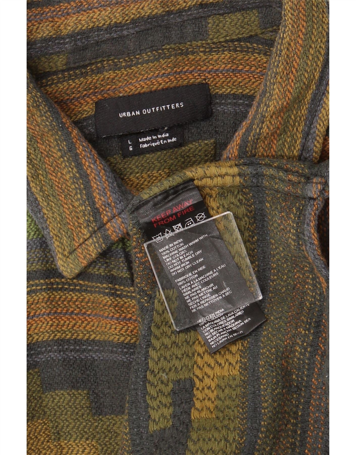 URBAN OUTFITTERS Mens Flannel Shirt Large Multicoloured Geometric Cotton Vintage Urban Outfitters and Second-Hand Urban Outfitters from Messina Hembry