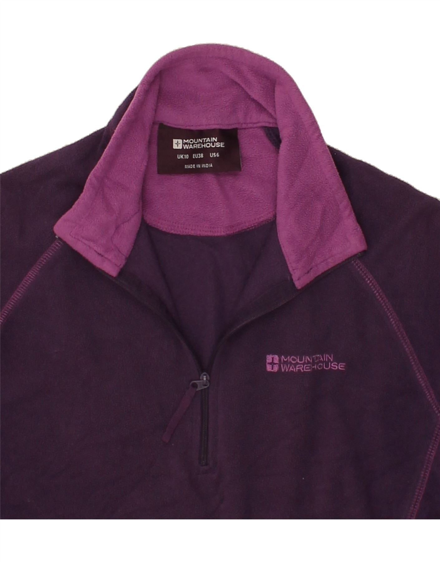 MOUNTAIN WAREHOUSE Womens Zip Neck Fleece Jumper UK 10 Small Purple Vintage Mountain Warehouse and Second-Hand Mountain Warehouse from Messina Hembry
