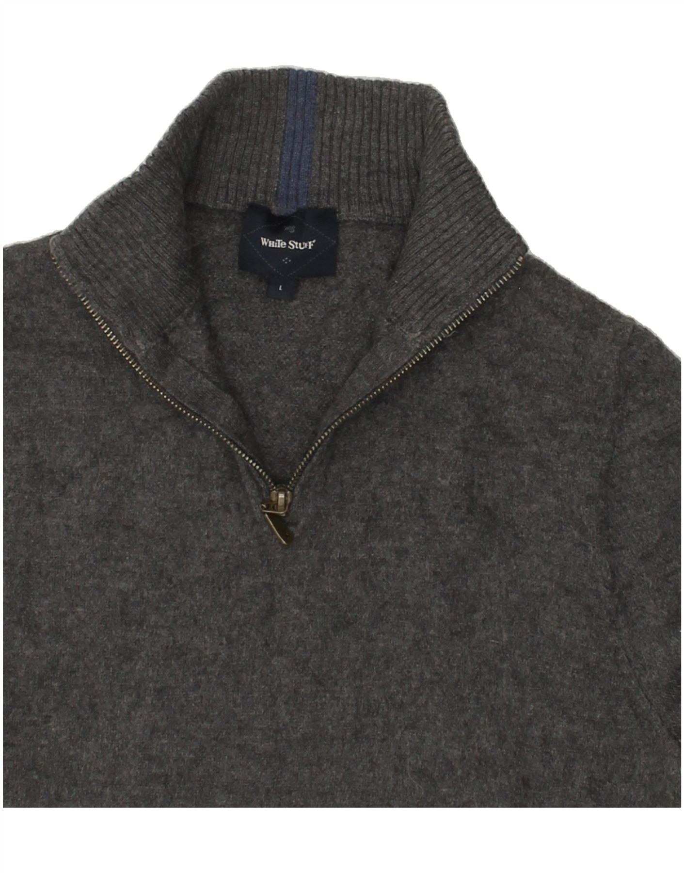 WHITE STUFF Womens Zip Neck Jumper Sweater UK 14 Large Grey Vintage White Stuff and Second-Hand White Stuff from Messina Hembry