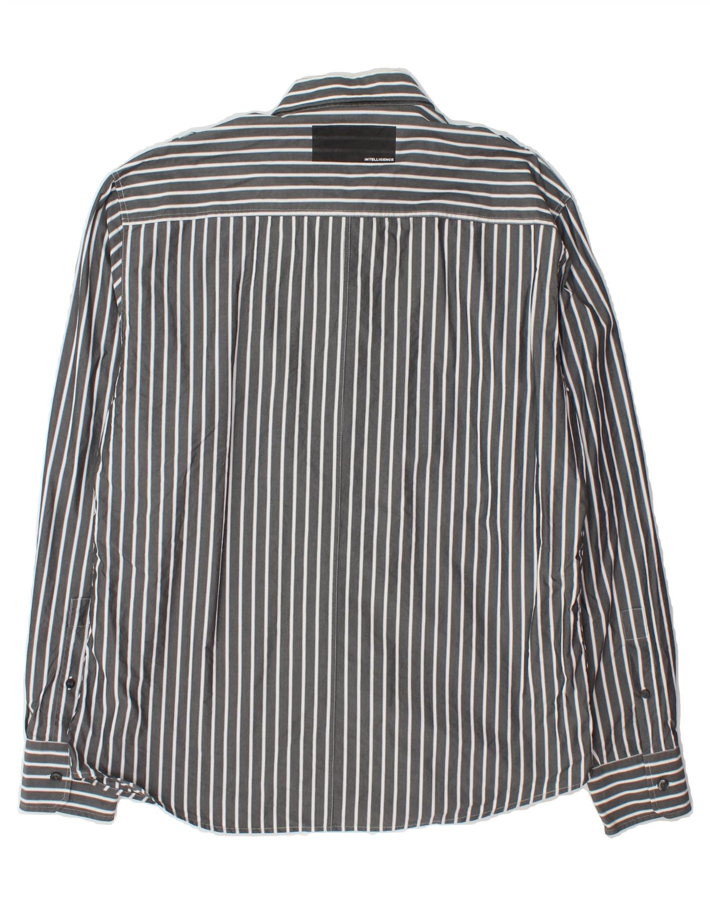 JACK & JONES Mens Military Shirt 2XL Grey Striped Cotton Vintage Jack & Jones and Second-Hand Jack & Jones from Messina Hembry