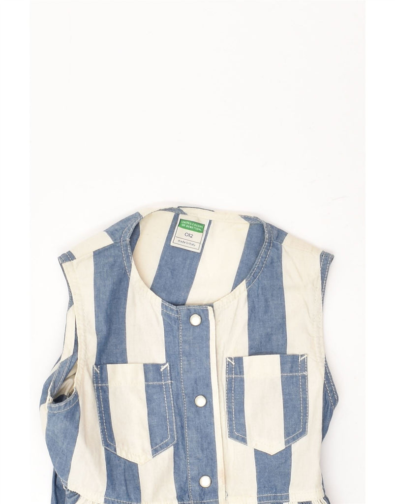 BENETTON Girls Sleeveless Tent Dress 5-6 Years Blue Striped Cotton | Vintage Benetton | Thrift | Second-Hand Benetton | Used Clothing | Messina Hembry 