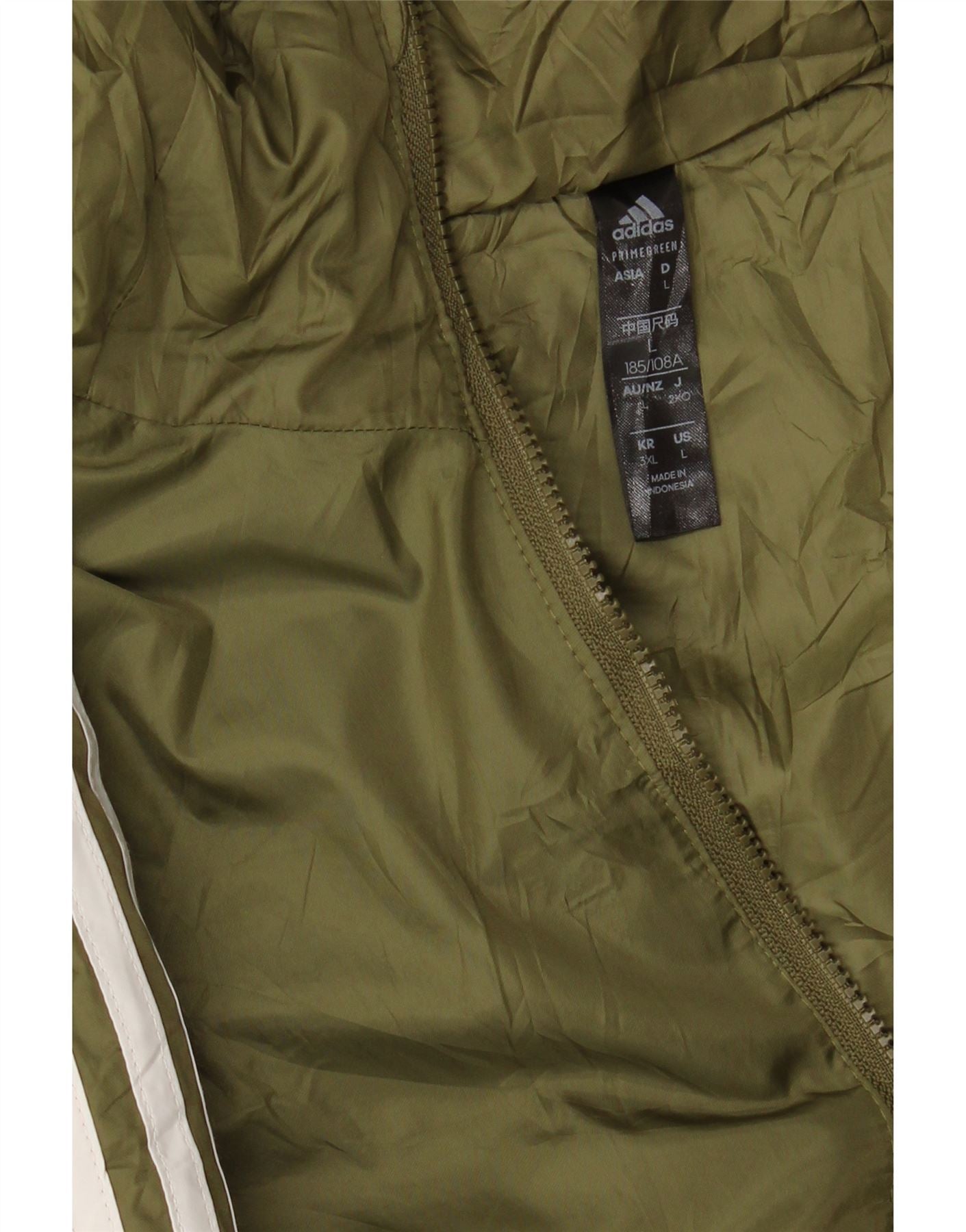 ADIDAS Mens Hooded Windbreaker Jacket UK 40 Large Khaki Polyester Vintage Adidas and Second-Hand Adidas from Messina Hembry