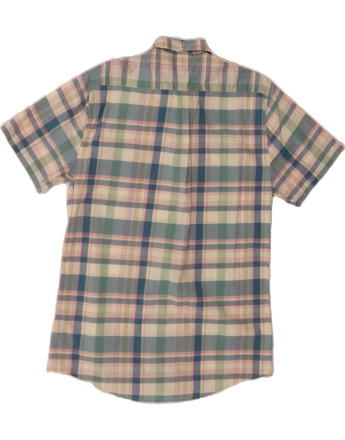 BARBOUR Mens Tailored Fit Short Sleeve Shirt Large Blue Check Cotton Vintage Barbour and Second-Hand Barbour from Messina Hembry