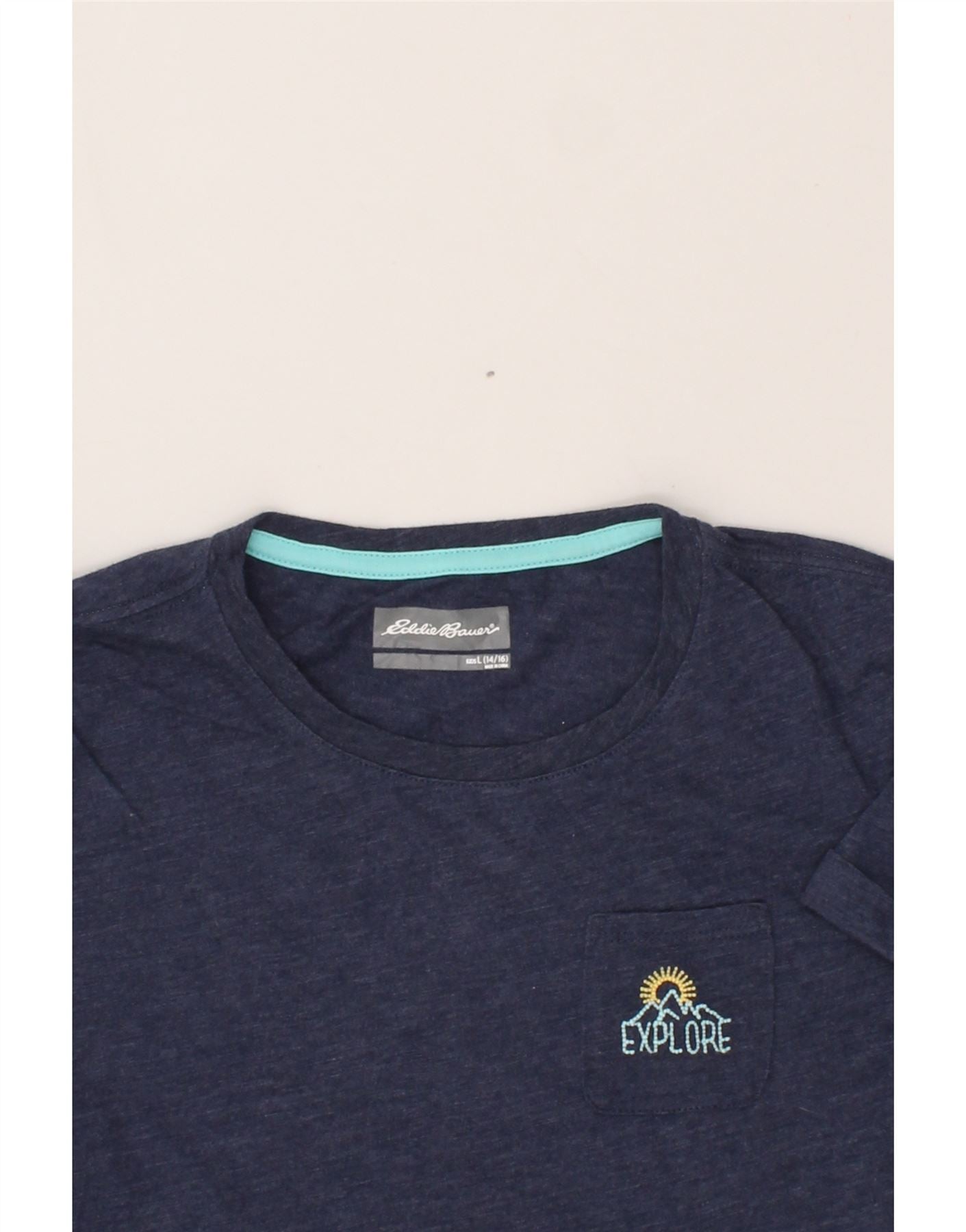 EDDIE BAUER Boys T-Shirt Top 14-15 Years Large  Navy Blue Flecked Vintage Eddie Bauer and Second-Hand Eddie Bauer from Messina Hembry