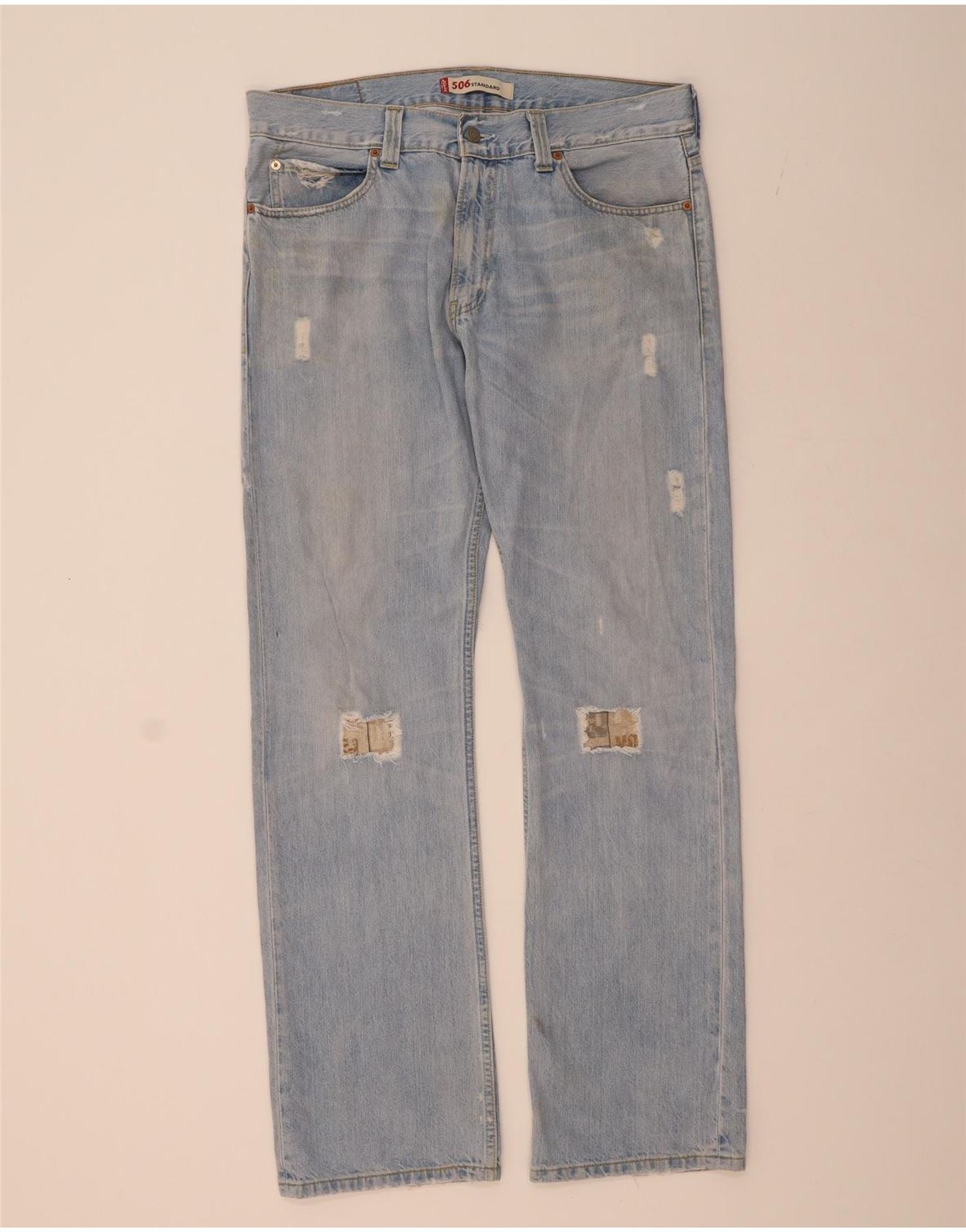 LEVI'S Mens 506 Standard Fit Straight Jeans W36 L34 Blue Cotton Vintage Levi's and Second-Hand Levi's from Messina Hembry