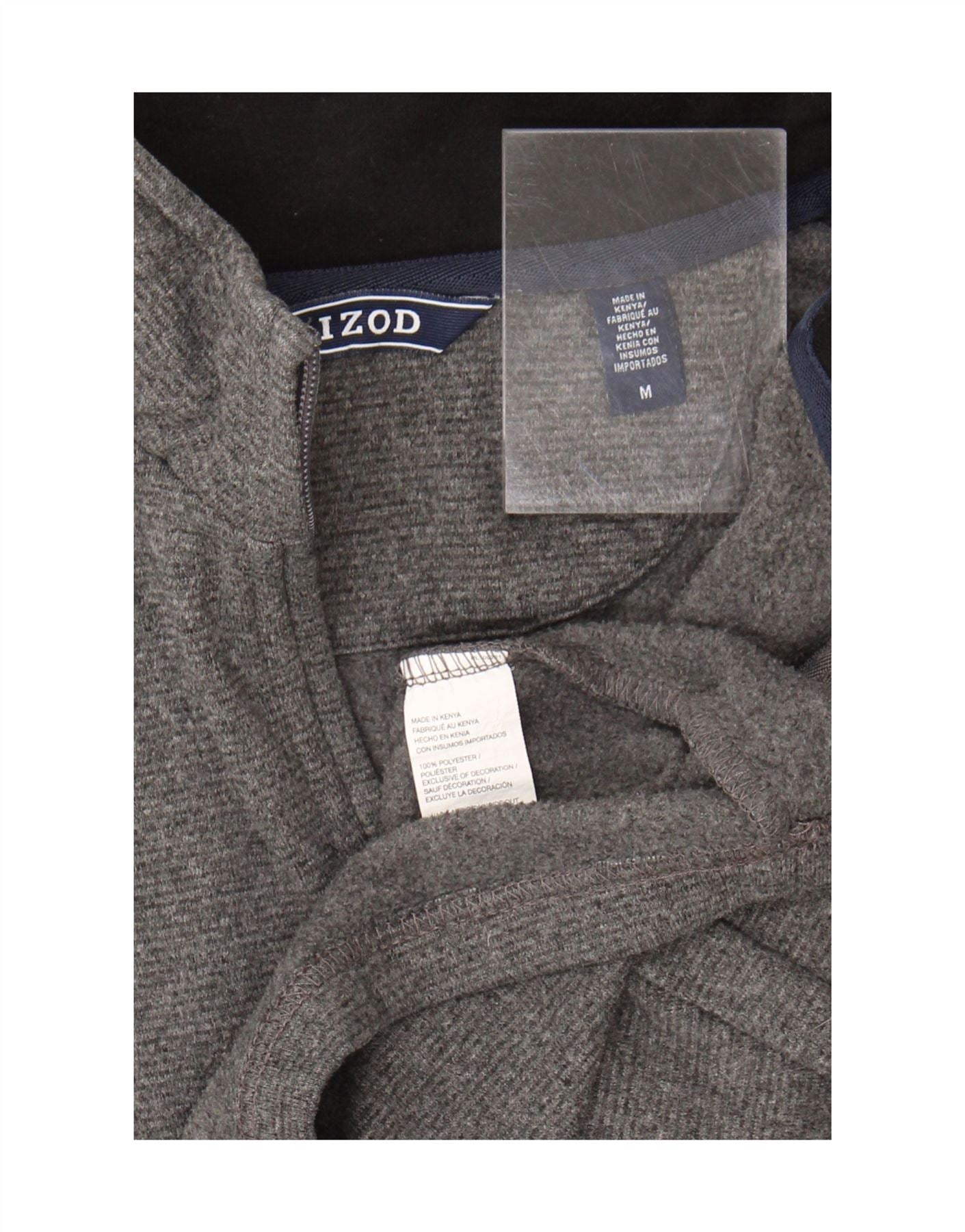 IZOD Mens Zip Neck Sweatshirt Jumper Medium Grey Polyester Vintage Izod and Second-Hand Izod from Messina Hembry
