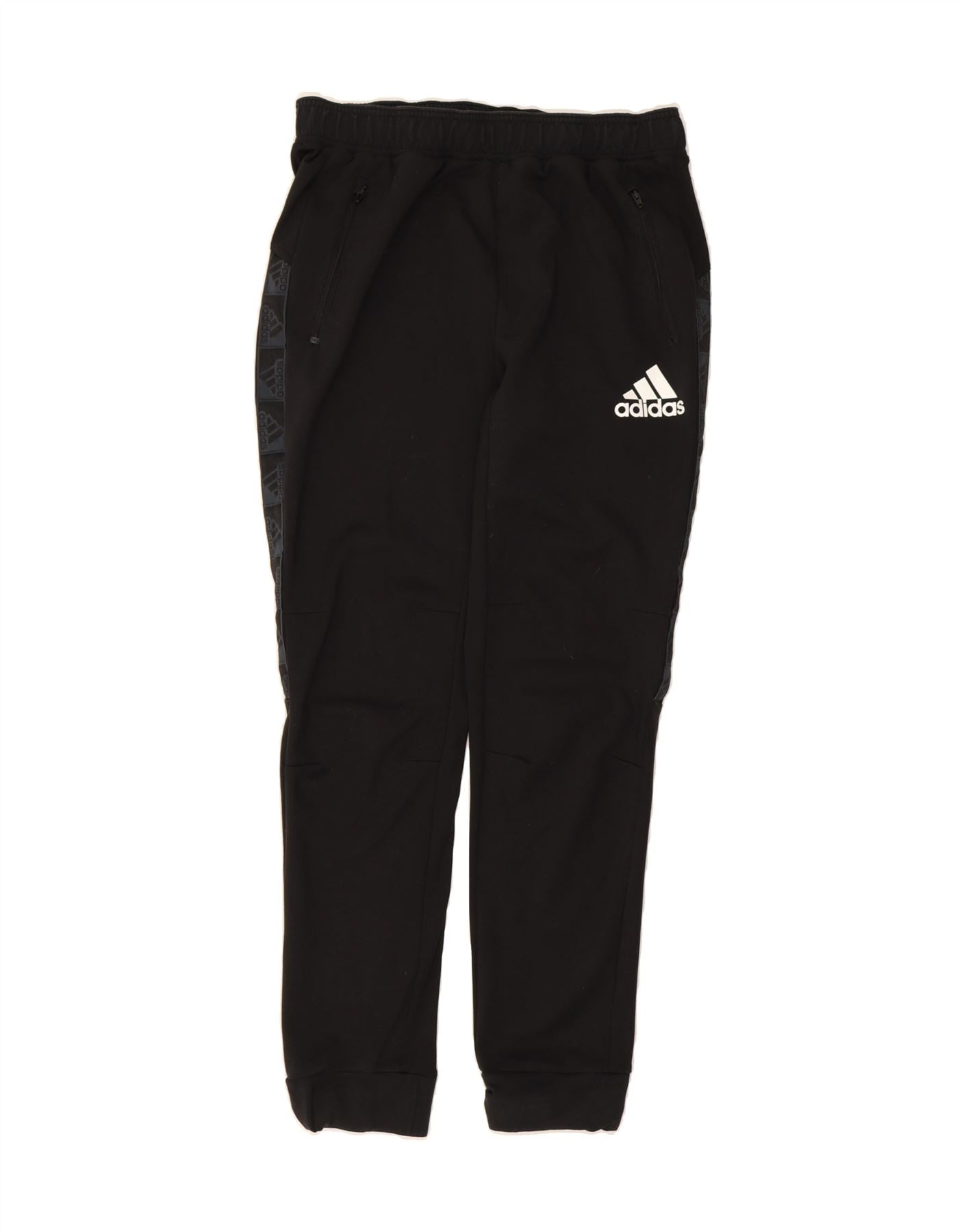 ADIDAS Womens Graphic Tracksuit Trousers Joggers UK 16 Large Black Cotton Vintage Adidas and Second-Hand Adidas from Messina Hembry