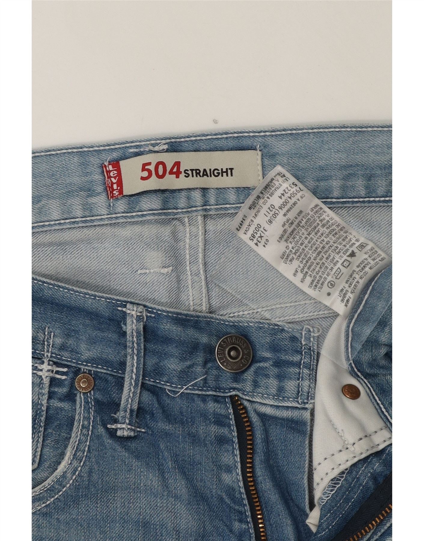LEVI'S Mens 504 Straight Jeans W31 L34 Blue Cotton Vintage Levi's and Second-Hand Levi's from Messina Hembry