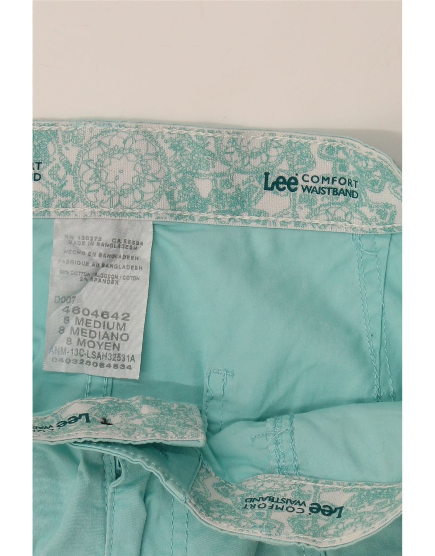 LEE Womens Straight Capri Trousers US 8 Medium W31 L20 Blue Cotton Vintage Lee and Second-Hand Lee from Messina Hembry