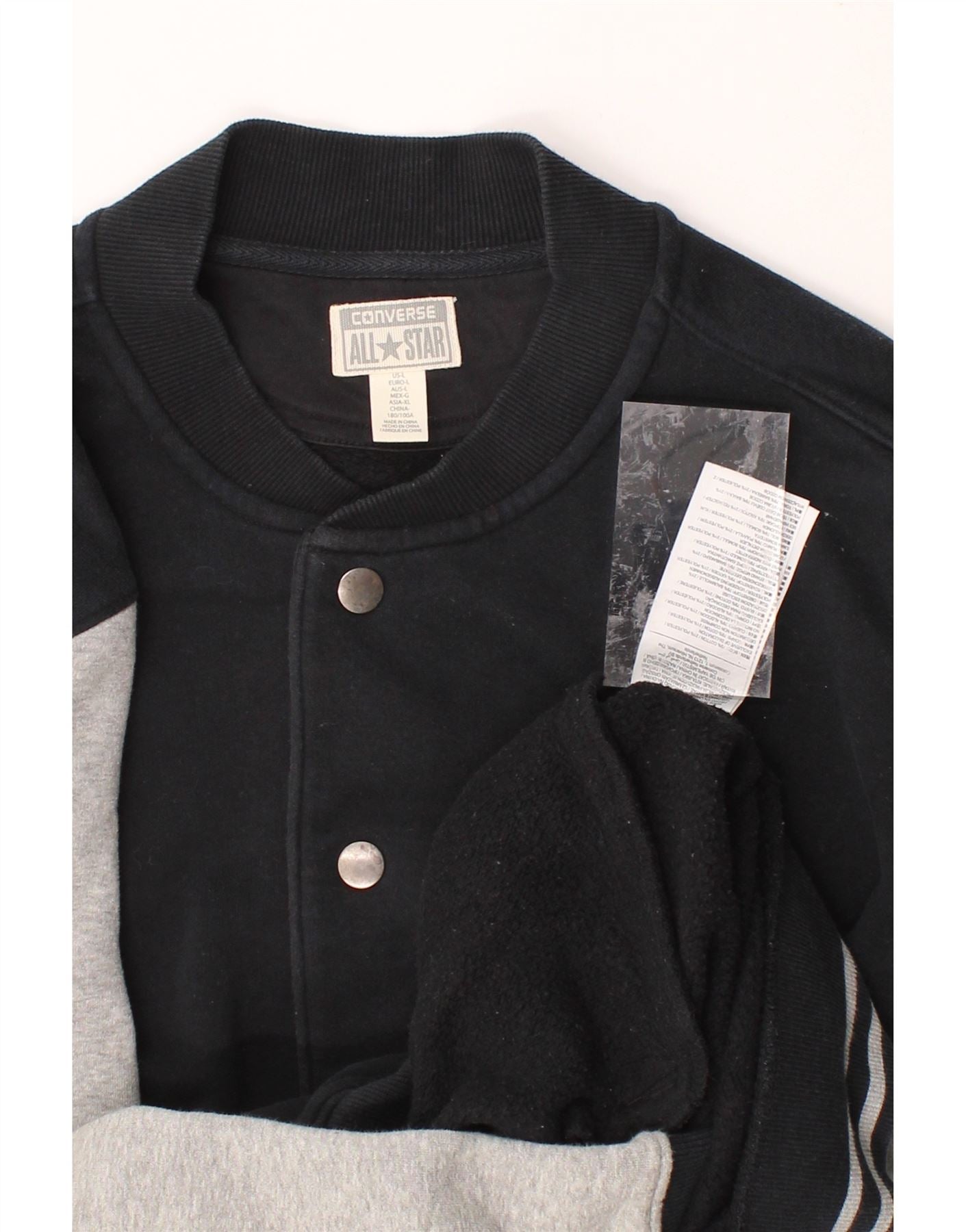 CONVERSE Mens Chuck Taylor Varsity Jacket UK 40 Large Black Colourblock Vintage Converse and Second-Hand Converse from Messina Hembry