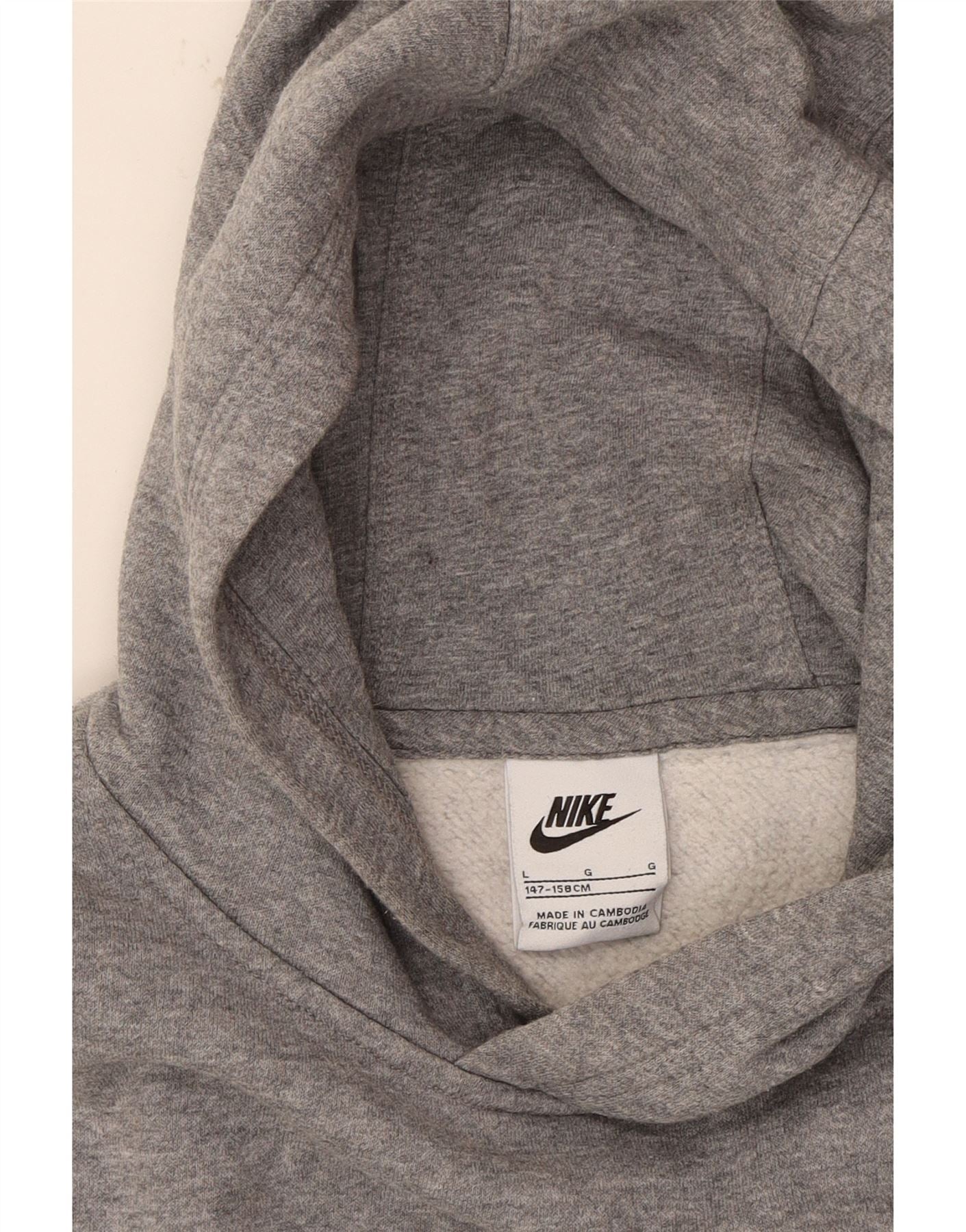 NIKE Boys Hoodie Jumper 12-13 Years Large Grey Cotton Vintage Nike and Second-Hand Nike from Messina Hembry
