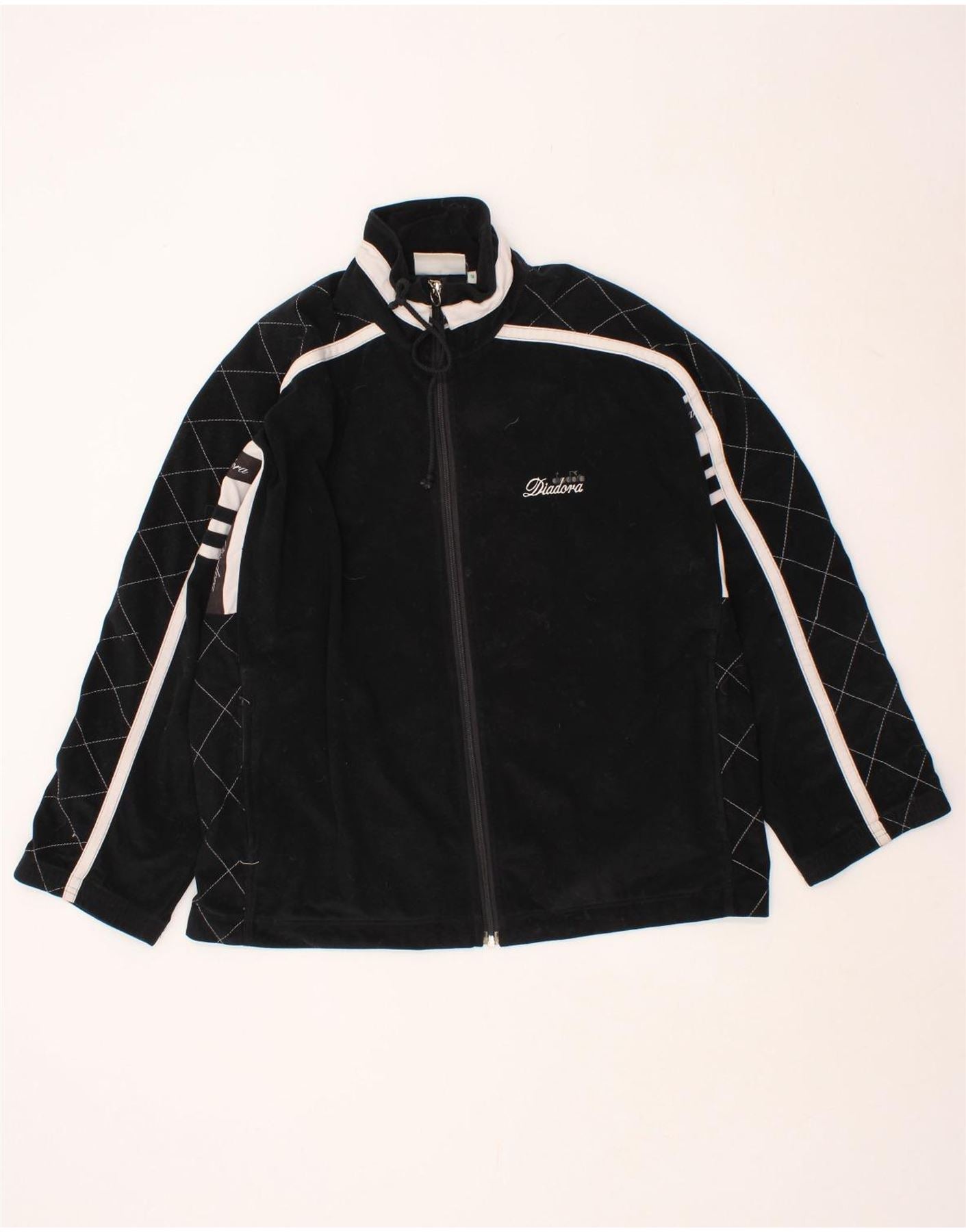 DIADORA Mens Graphic Tracksuit Top Jacket Small Black Colourblock Vintage Diadora and Second-Hand Diadora from Messina Hembry