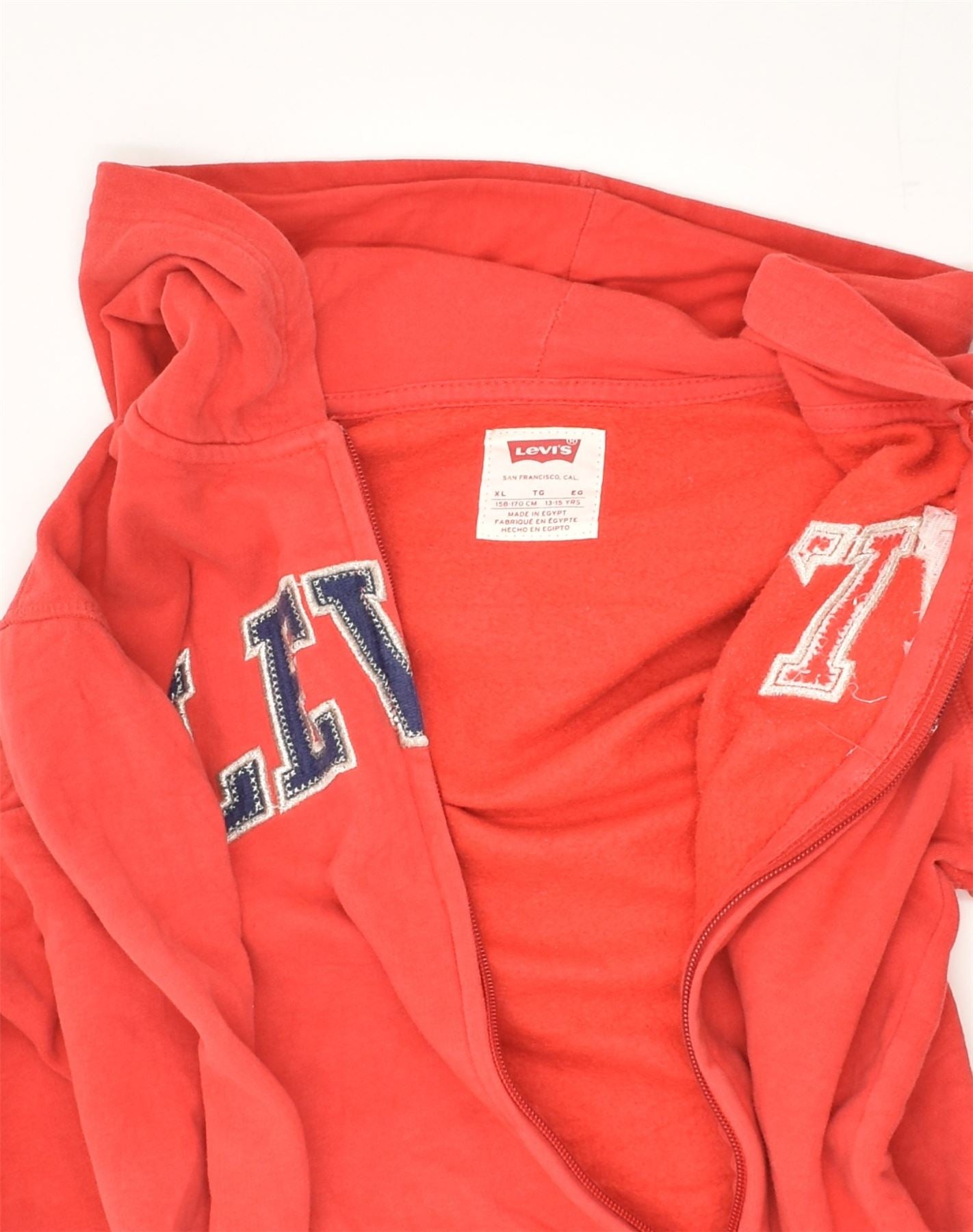 LEVI'S Boys Graphic Zip Hoodie Sweater 13-14 Years XL Red Cotton | Vintage Levi's | Thrift | Second-Hand Levi's | Used Clothing | Messina Hembry