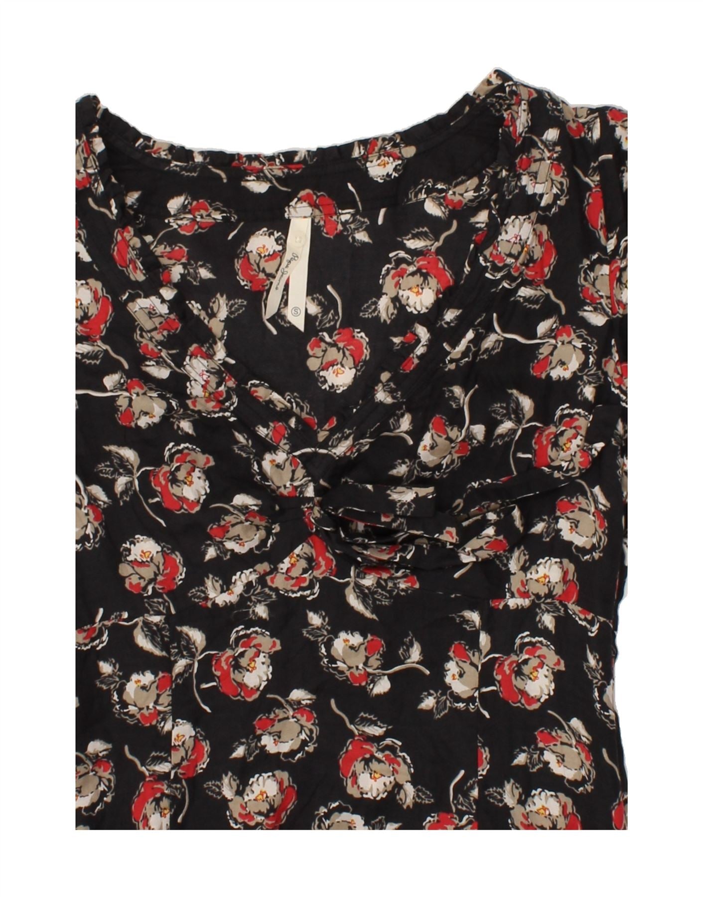 PEPE JEANS Womens Drop Waist Dress UK 10 Small Black Floral Cotton Vintage PEPE Jeans and Second-Hand PEPE Jeans from Messina Hembry