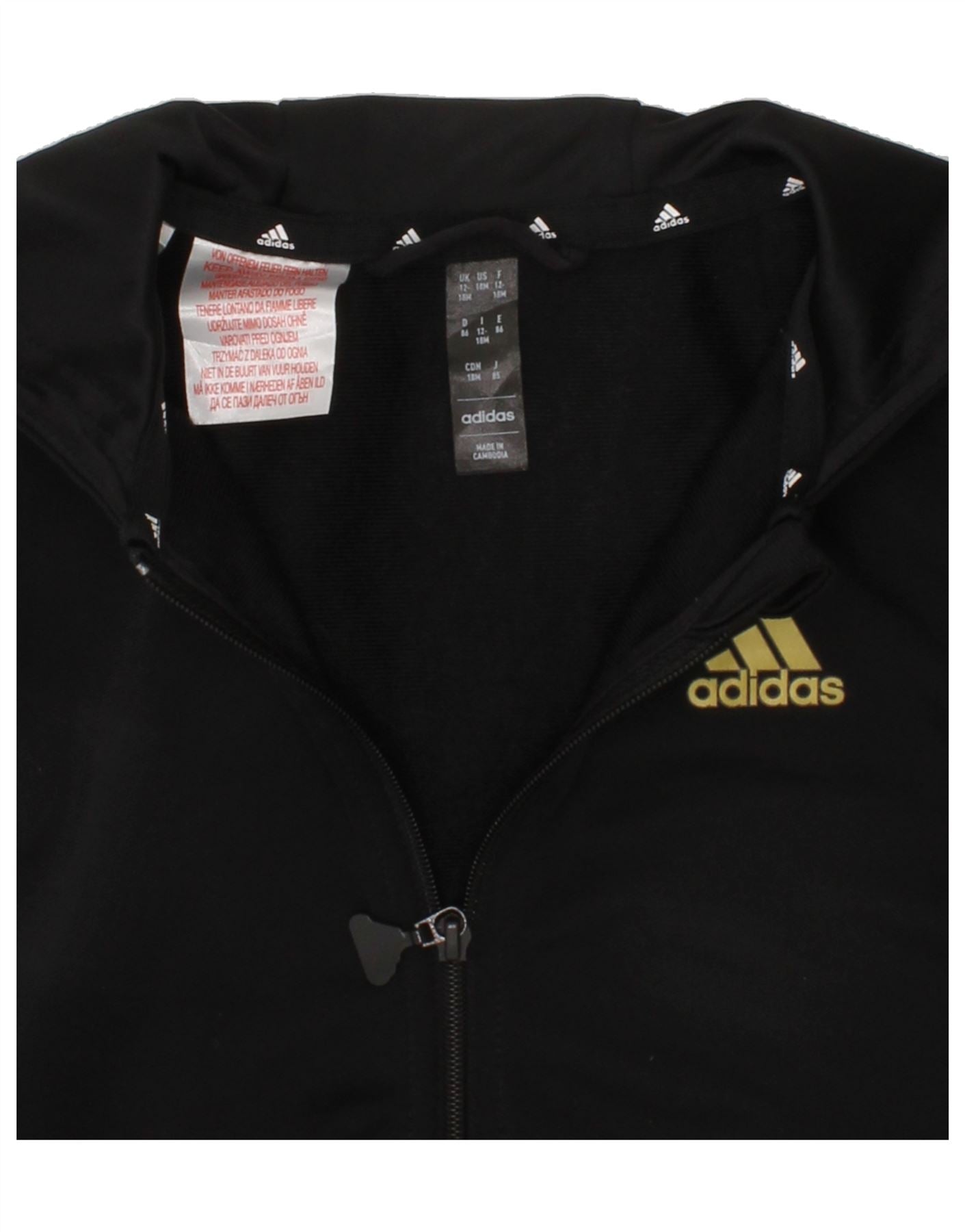 ADIDAS Baby Boys Zip Hoodie Sweater 12-18 Months Black Polyester Vintage Adidas and Second-Hand Adidas from Messina Hembry