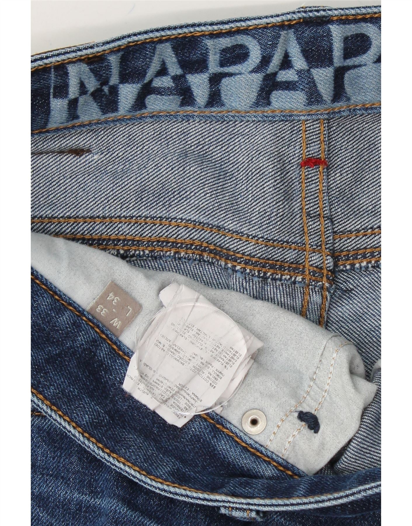 NAPAPIJRI Mens Slim Jeans W33 L34 Blue Cotton Vintage Napapijri and Second-Hand Napapijri from Messina Hembry