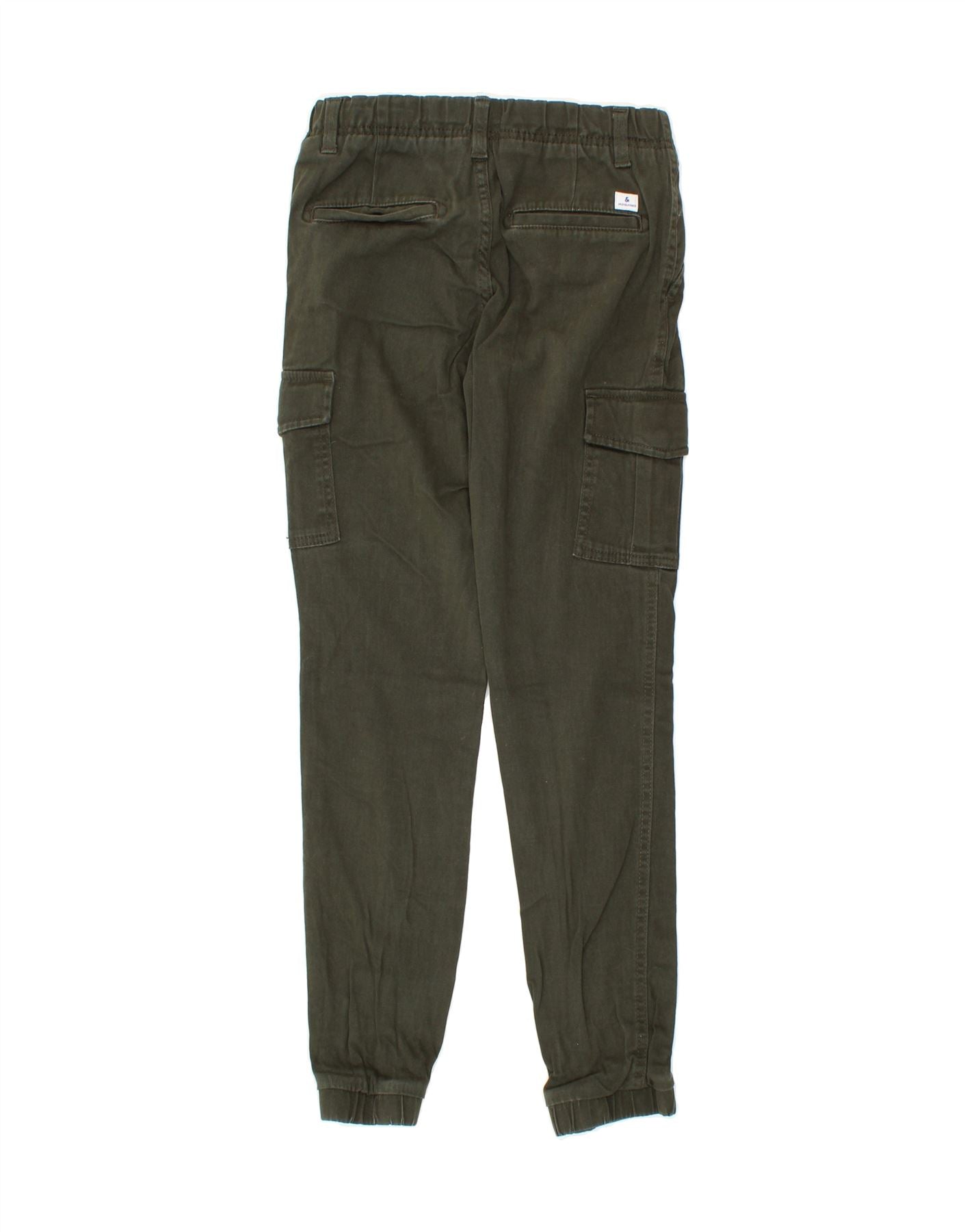 JACK & JONES Boys Joggers Cargo Trousers 11-12 Years W24 L27 Green Cotton Vintage Jack & Jones and Second-Hand Jack & Jones from Messina Hembry