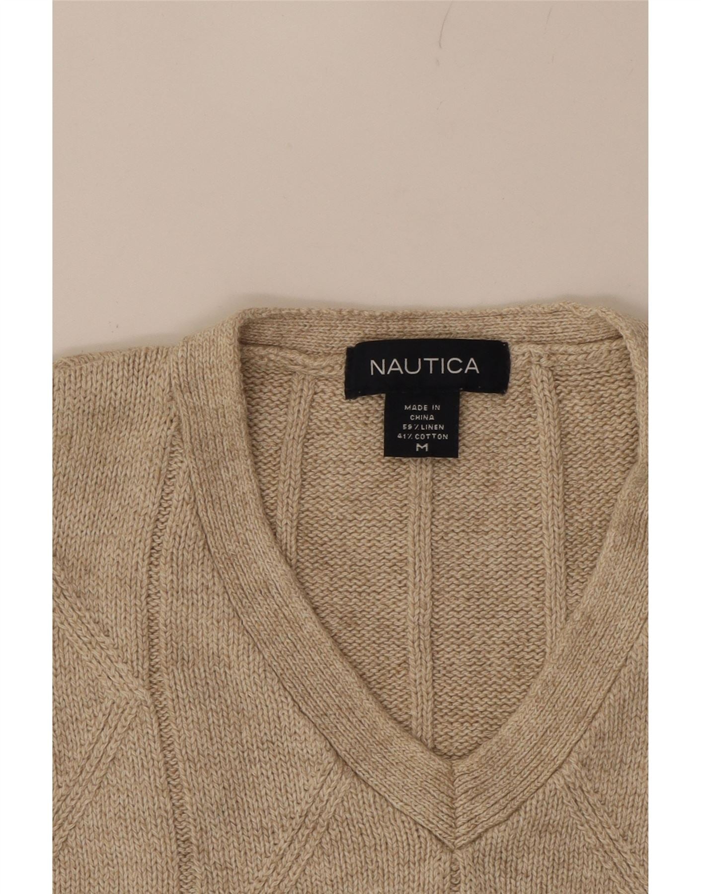 NAUTICA Mens Vest Tank Top Medium Beige Linen Vintage Nautica and Second-Hand Nautica from Messina Hembry