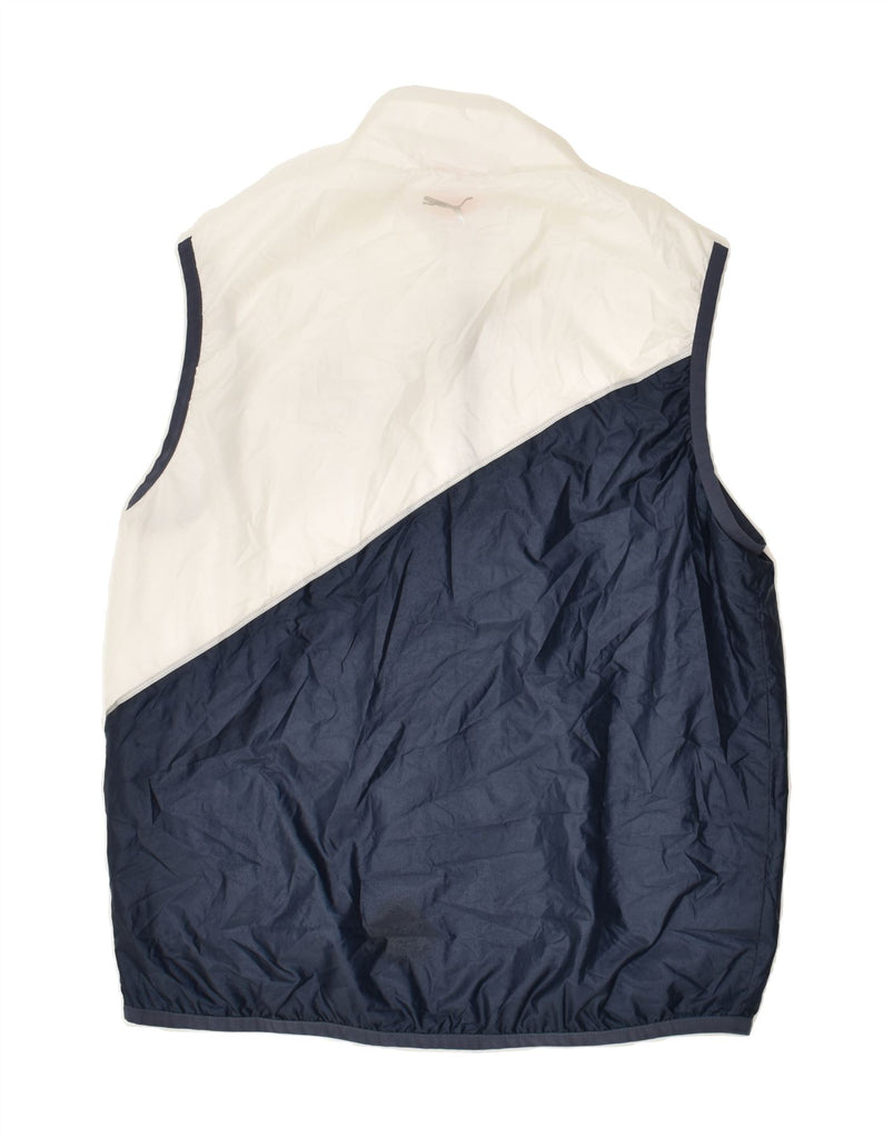 PUMA Mens Sleeveless Tracksuit Top Jacket Large Navy Blue Colourblock | Vintage Puma | Thrift | Second-Hand Puma | Used Clothing | Messina Hembry 
