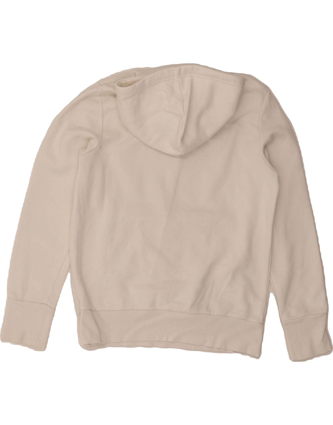 ADIDAS Womens Graphic Hoodie Jumper UK 12/14 Medium White Cotton Vintage Adidas and Second-Hand Adidas from Messina Hembry