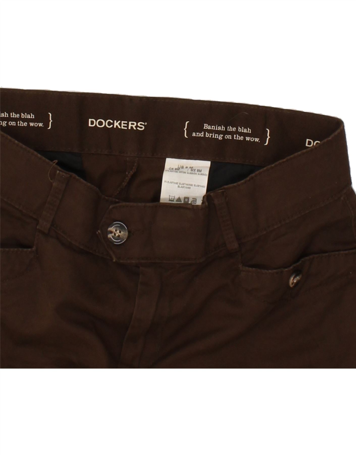 DOCKERS Womens Straight Casual Trousers US 6 Medium W32 L29 Brown Cotton Vintage Dockers and Second-Hand Dockers from Messina Hembry