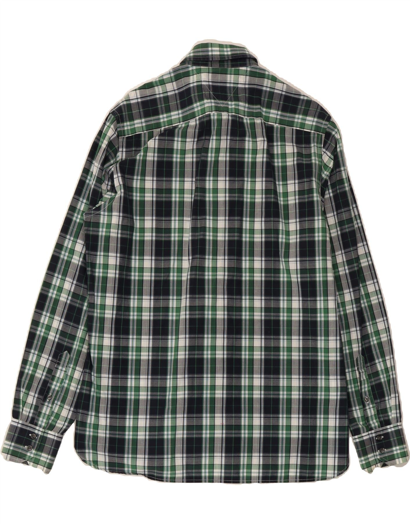 TOMMY HILFIGER Mens Shirt Medium Green Check Cotton Vintage Tommy Hilfiger and Second-Hand Tommy Hilfiger from Messina Hembry
